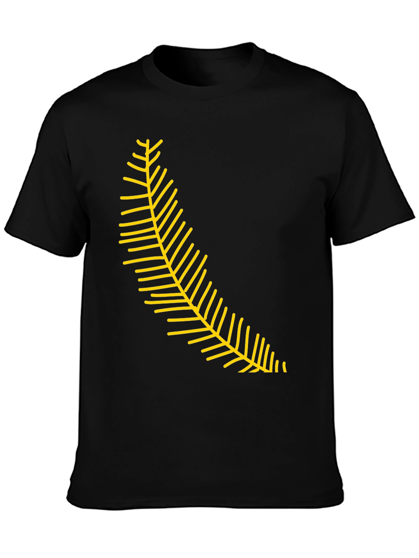 Black Tee with Yellow Fern Graphic