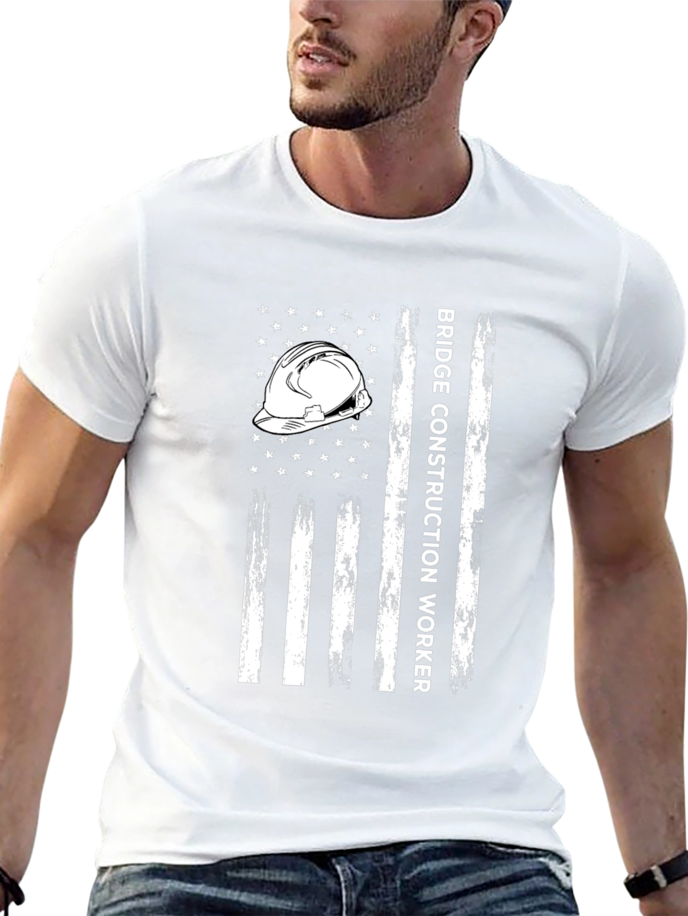Bridge Construction Worker T-Shirt - American Flag Style