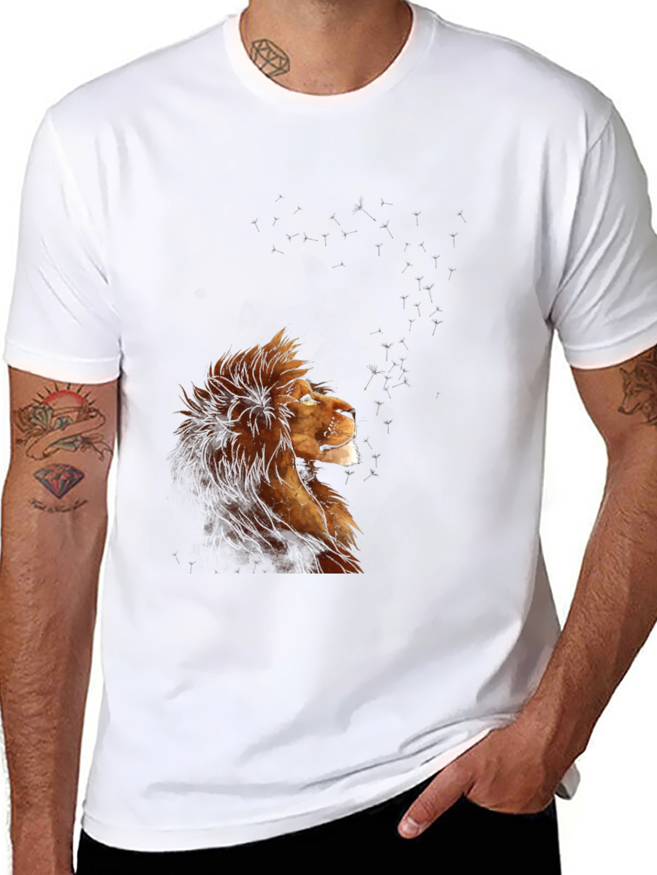 Lion Constellation Graphic T-Shirt - Black