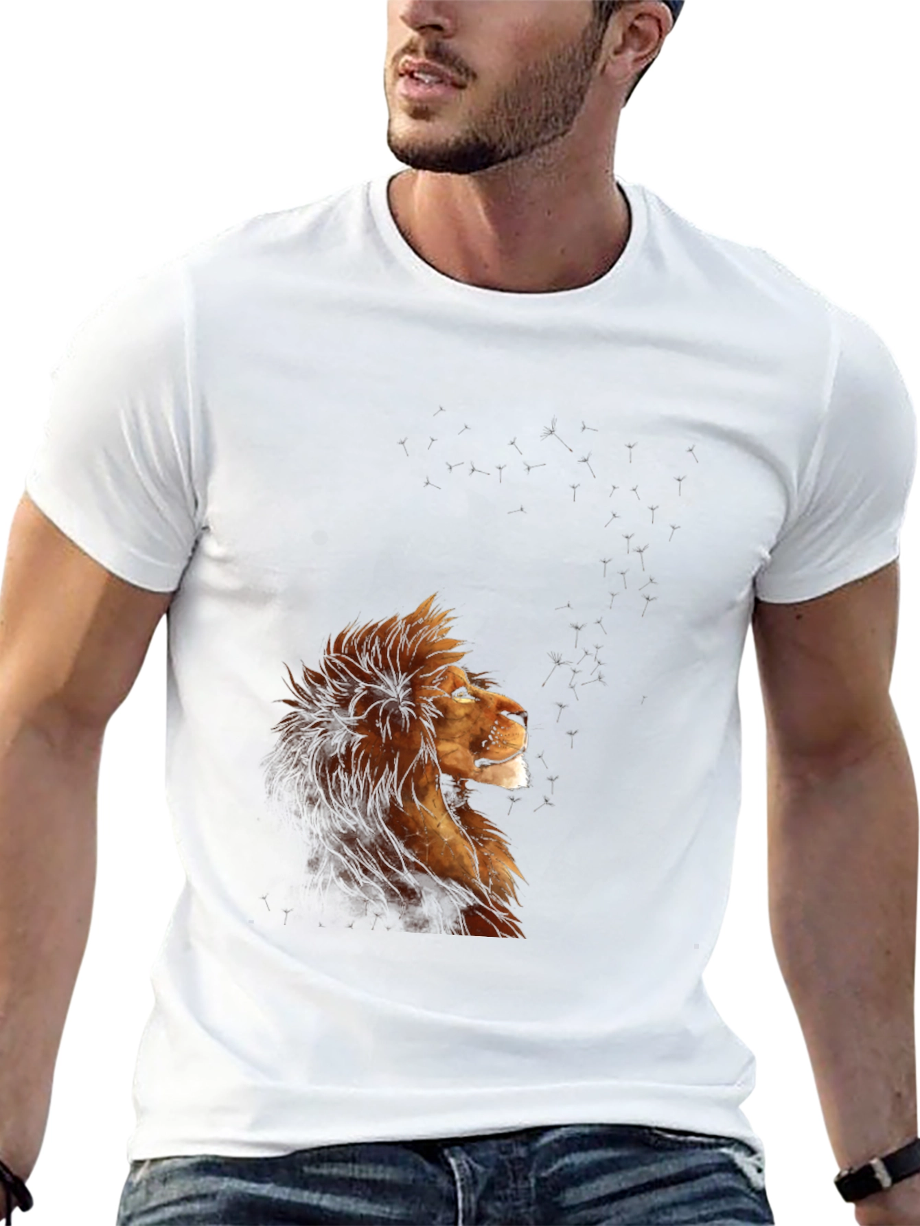 Lion Constellation Graphic T-Shirt - Black
