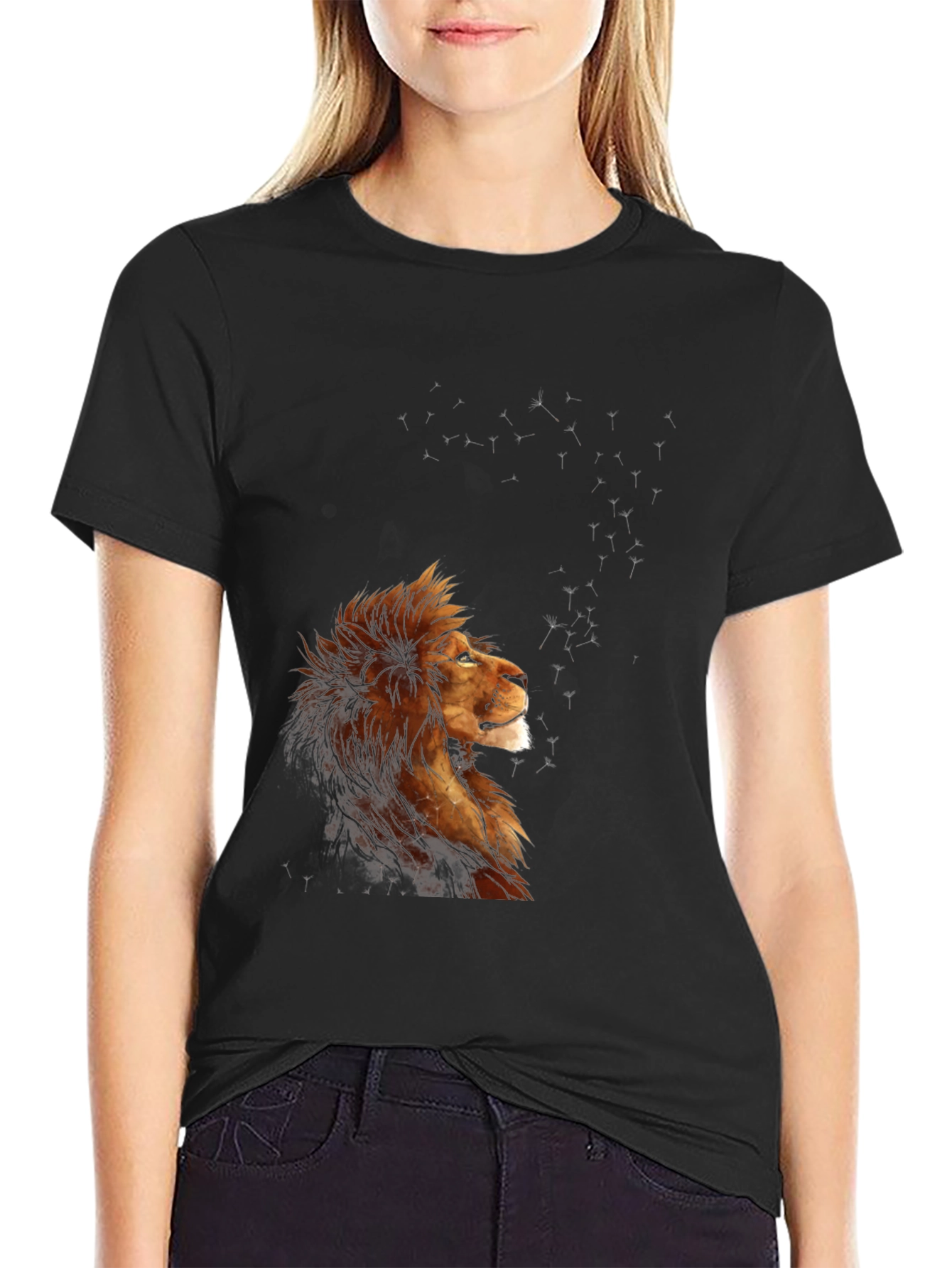 Lion Constellation Graphic T-Shirt - Black