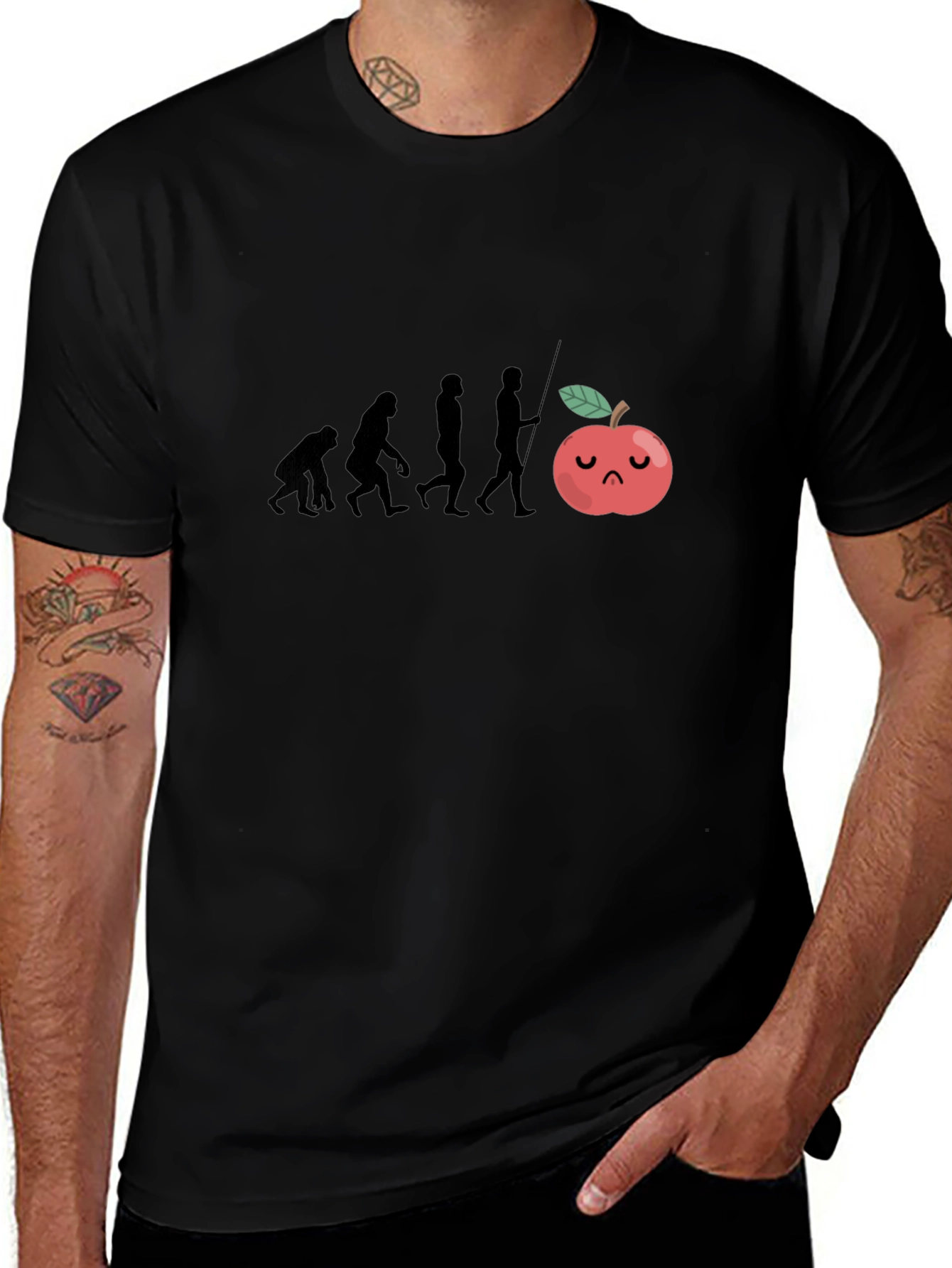 Evolution Sad Apple Black T-Shirt