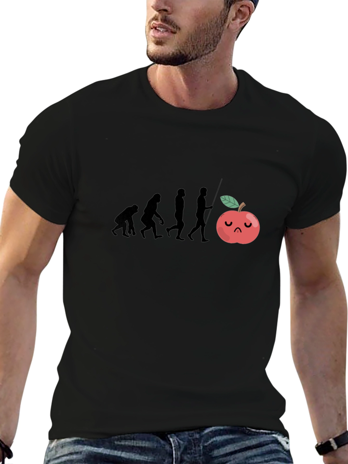 Evolution Sad Apple Black T-Shirt