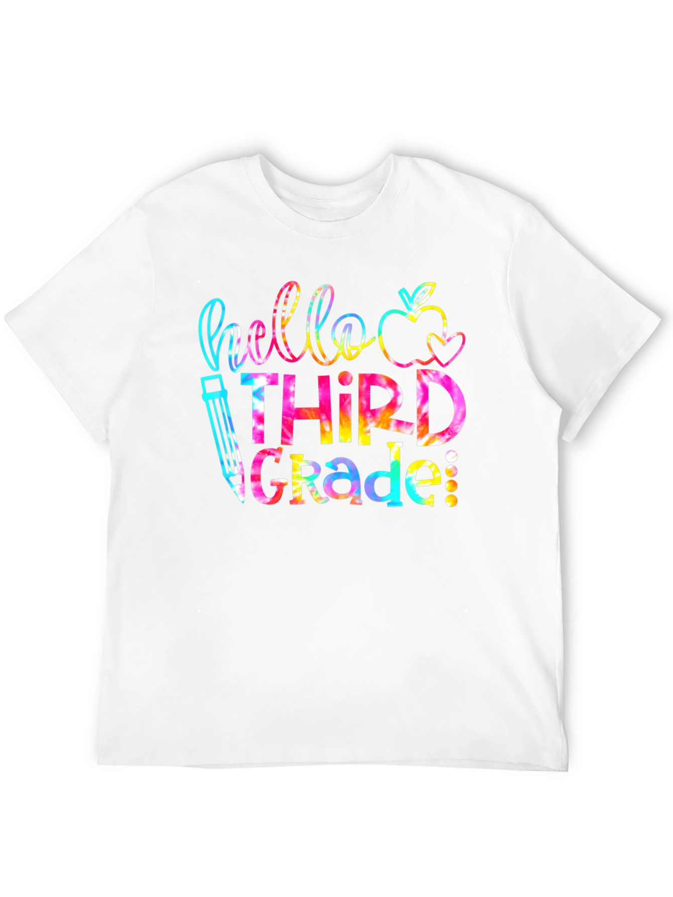 Hello Third Grade Tie Dye Teacher T-Shirt