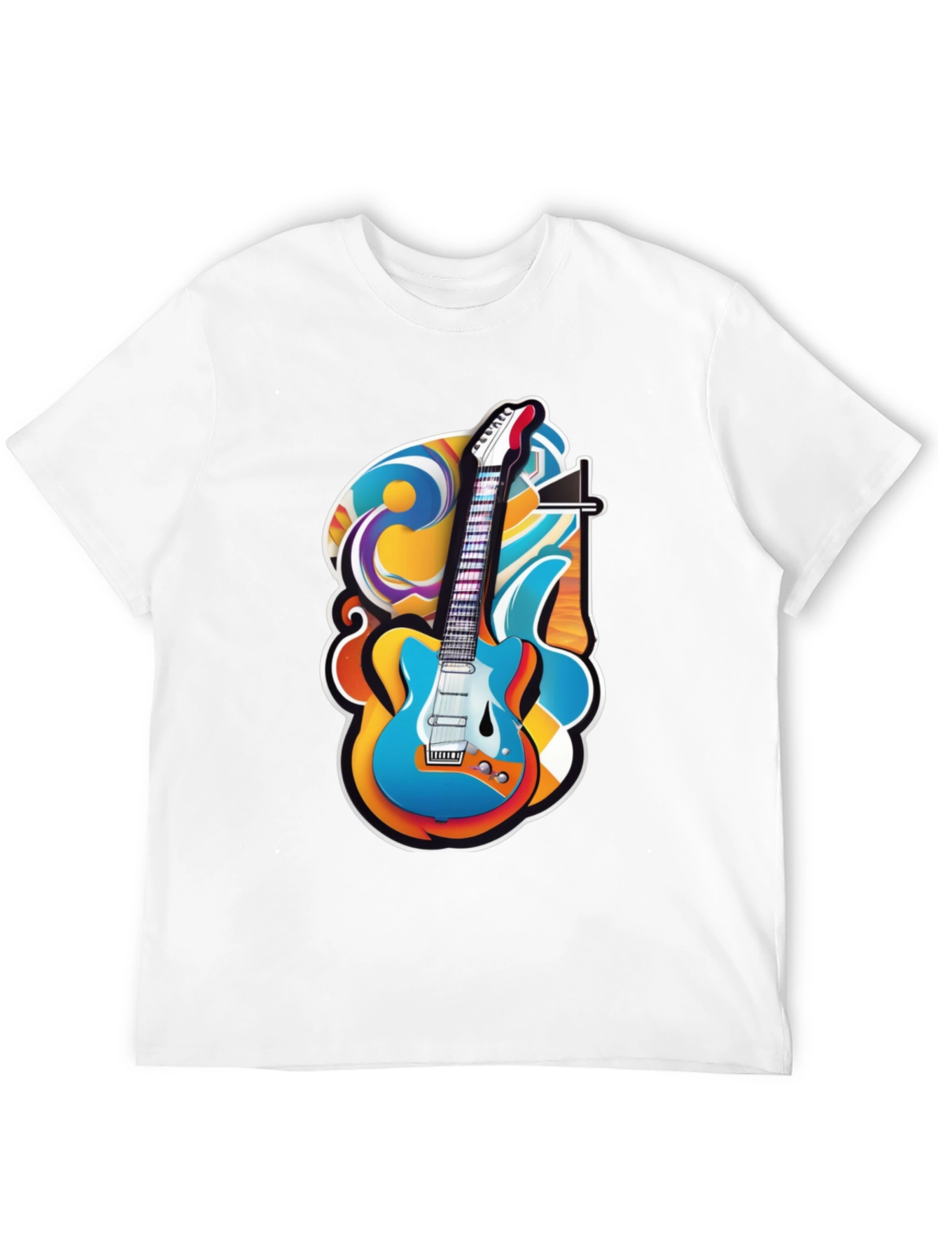 Guitar Art Graphic T-Shirt - Rock Style Tee