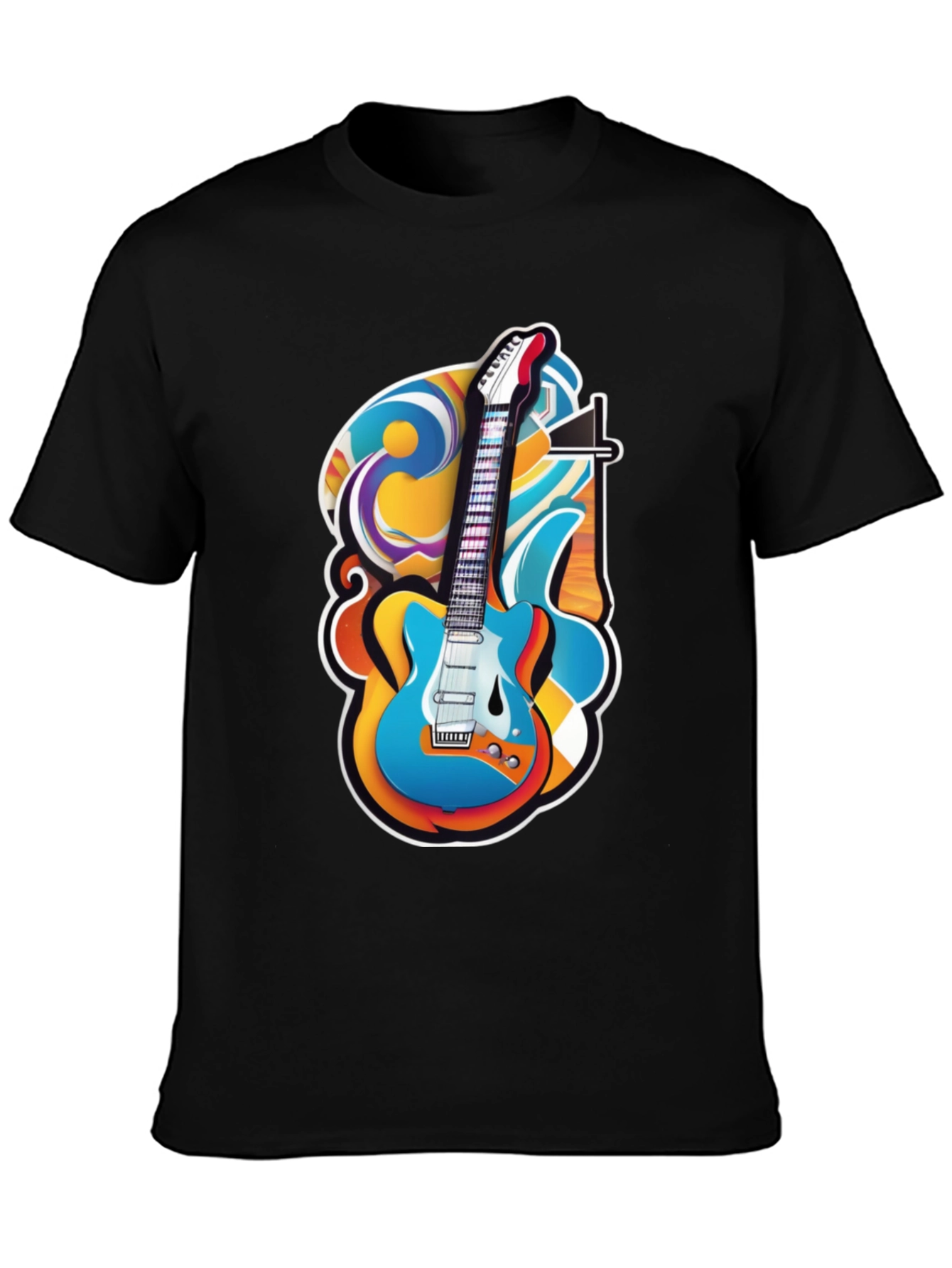 Guitar Art Graphic T-Shirt - Rock Style Tee