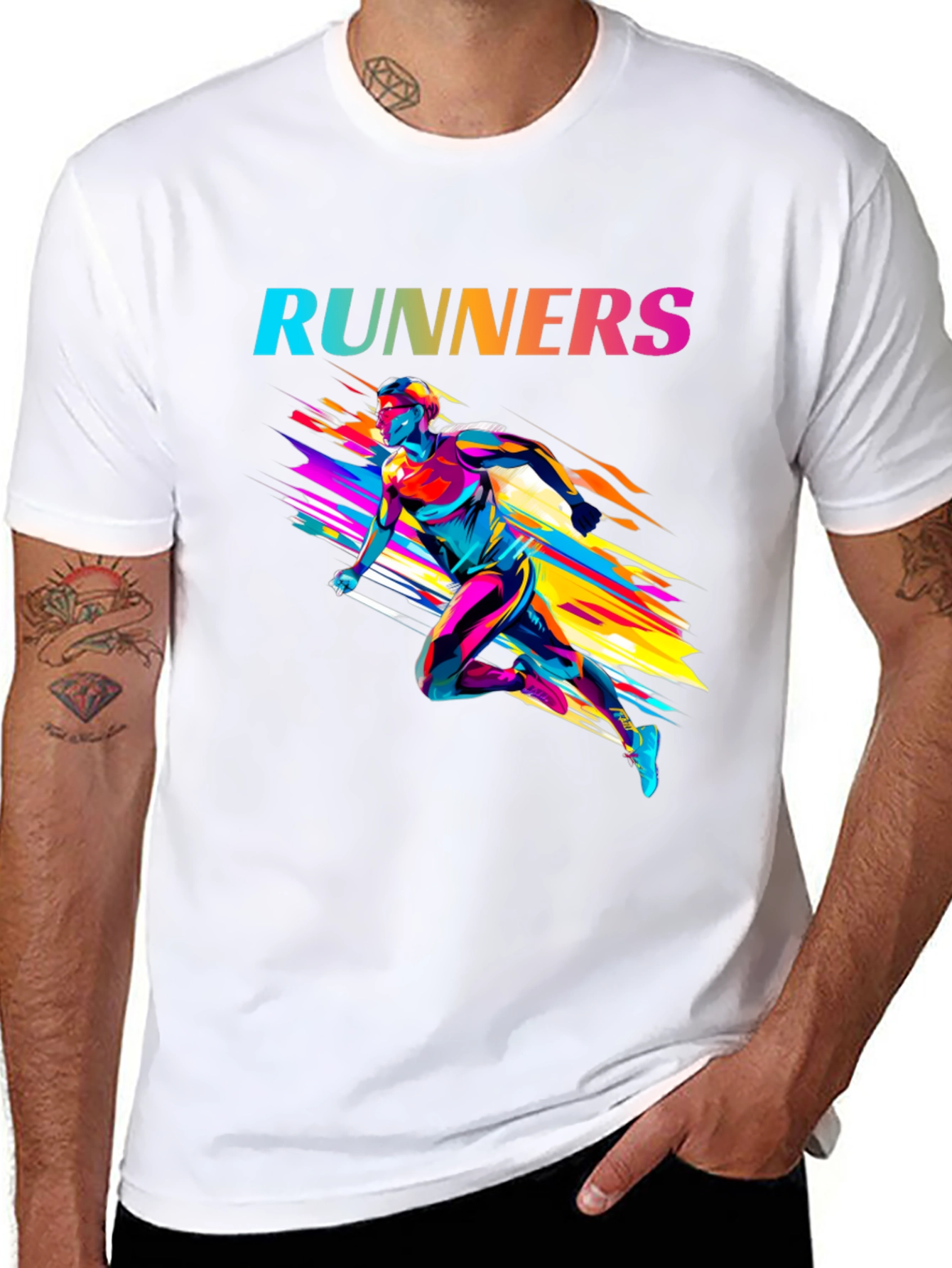 Stylish Runners Graphic Black T-Shirt
