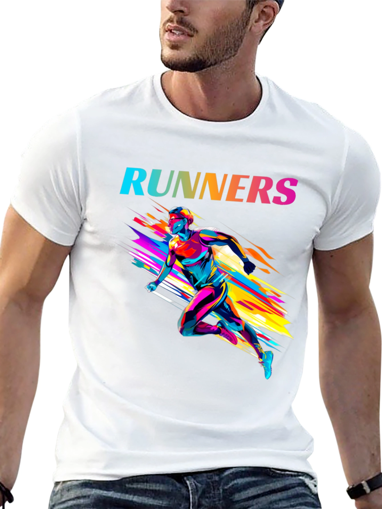 Stylish Runners Graphic Black T-Shirt