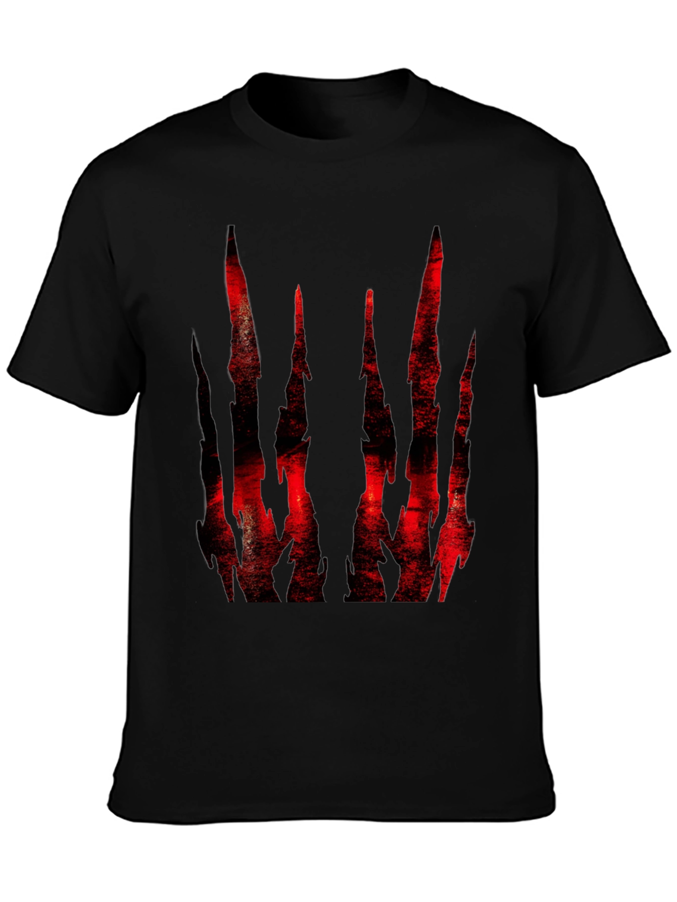 Mens Black T-Shirt with Red Abstract Graphic