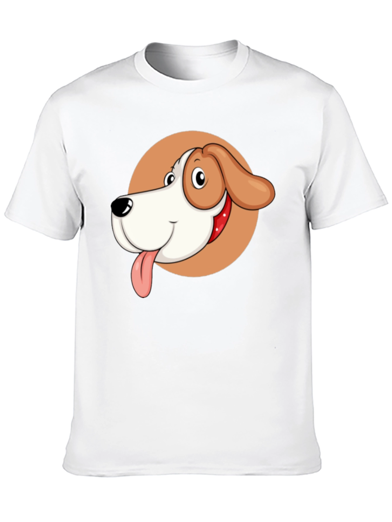 Cartoon Dog Graphic Tee - Black Crew Neck T-Shirt