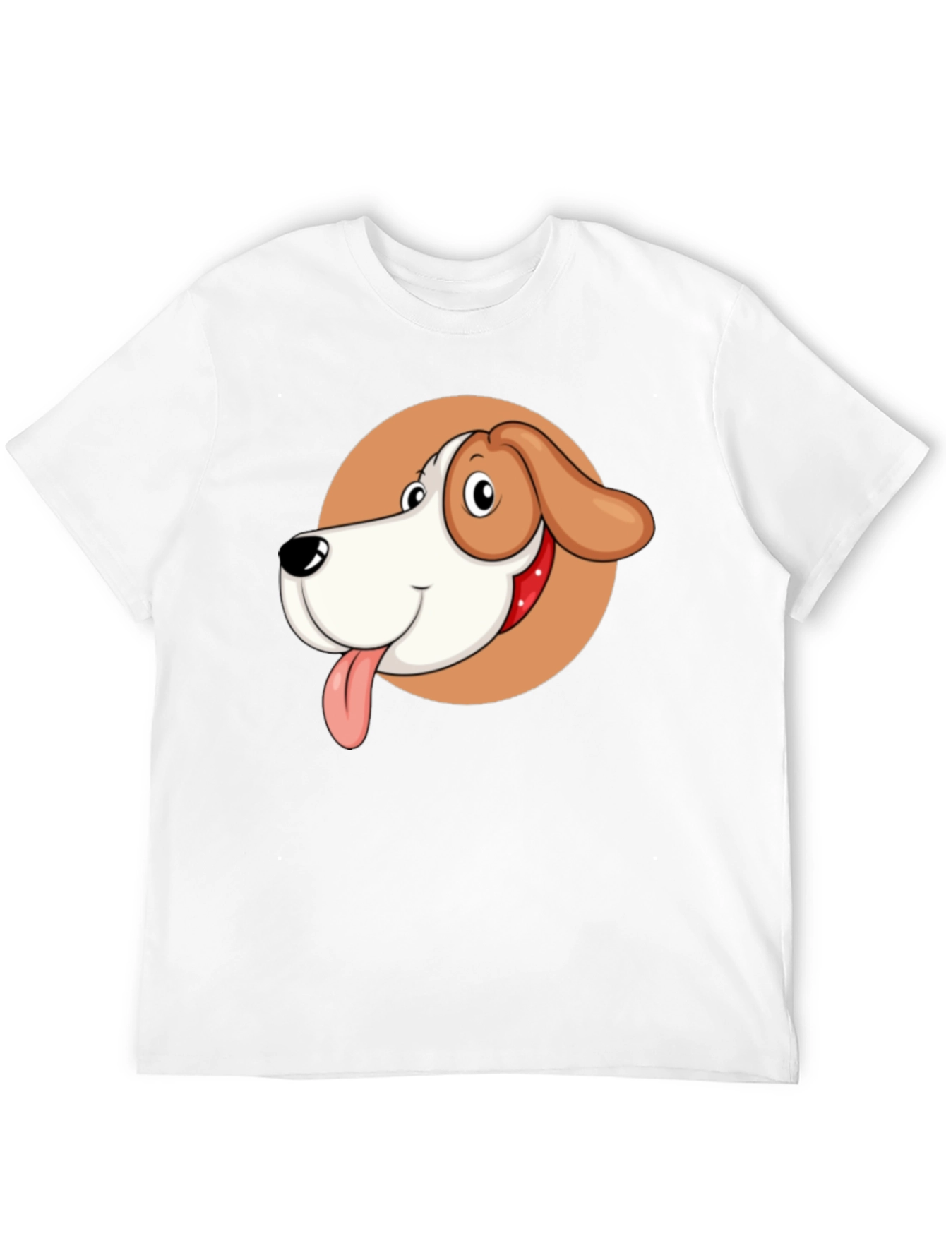 Cartoon Dog Graphic Tee - Black Crew Neck T-Shirt