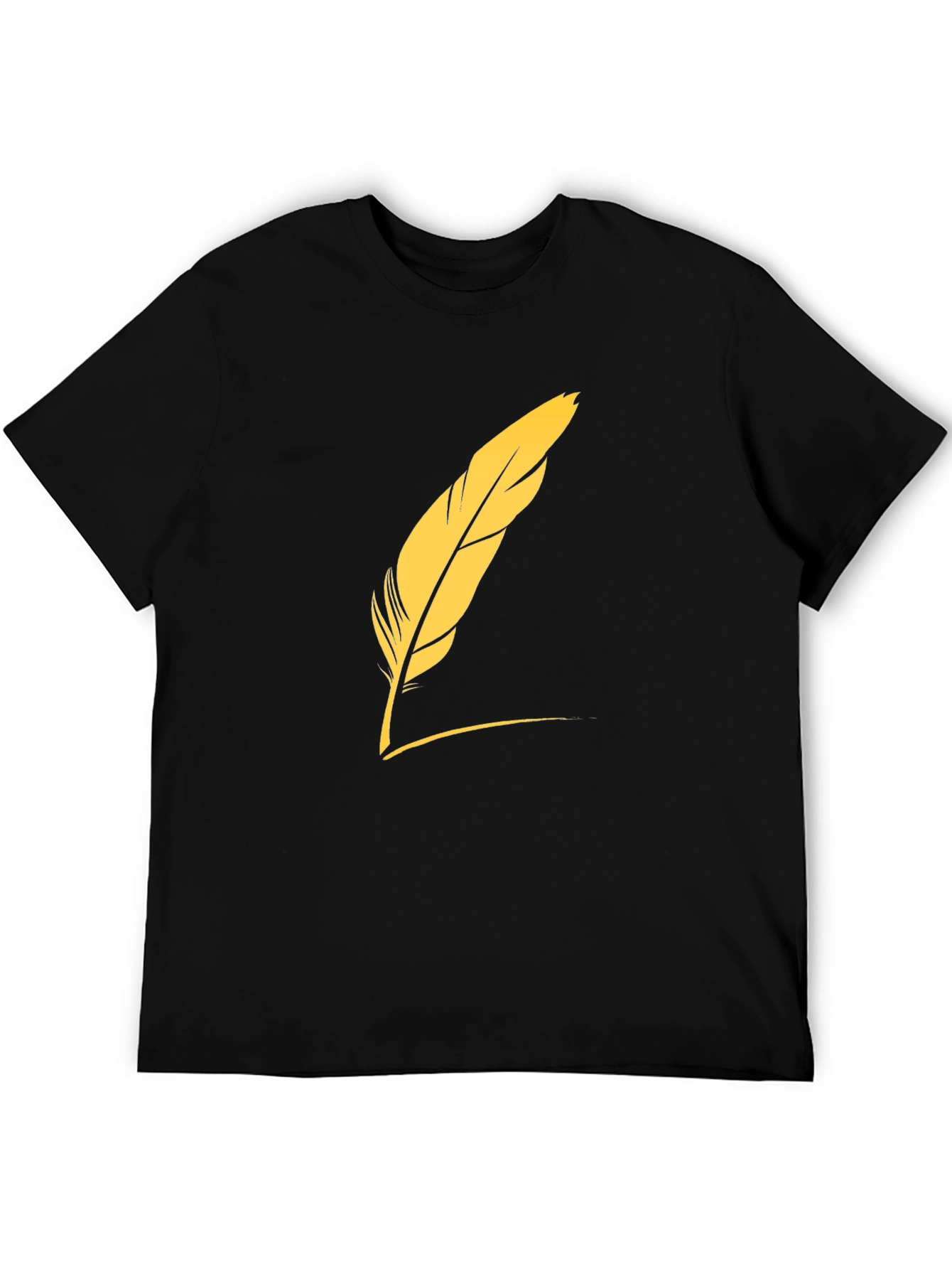 Mens Black T-Shirt with Feather Graphic