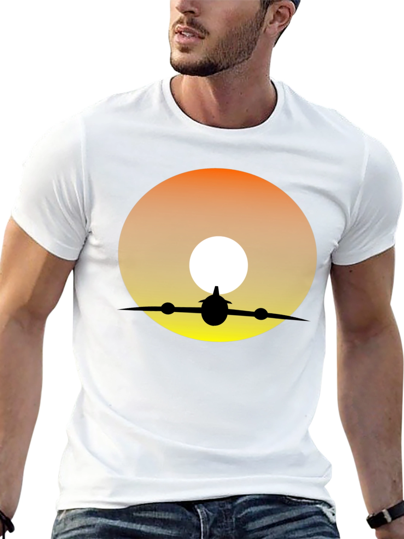 Sunset Airplane Silhouette Graphic Tee