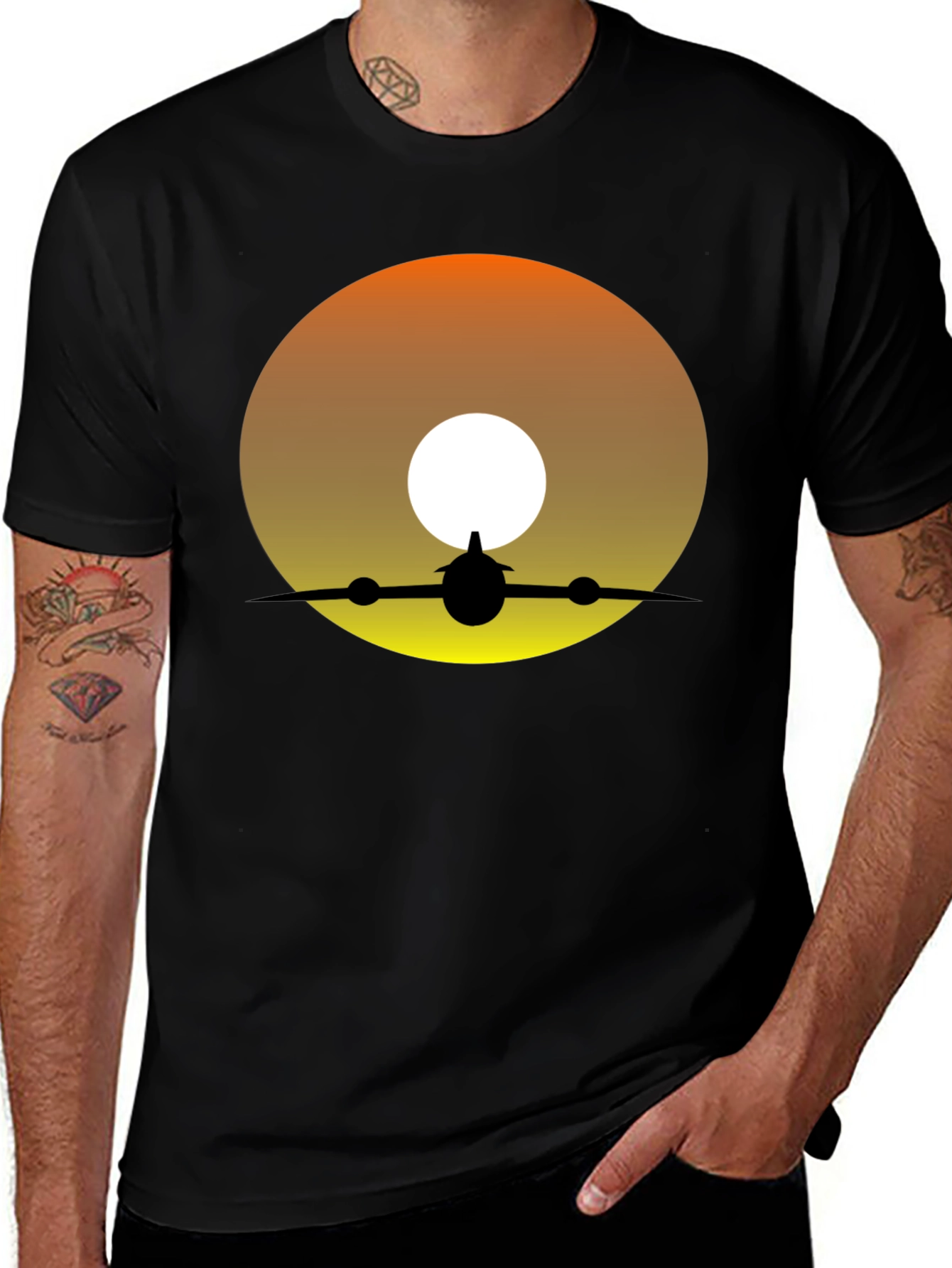 Sunset Airplane Silhouette Graphic Tee