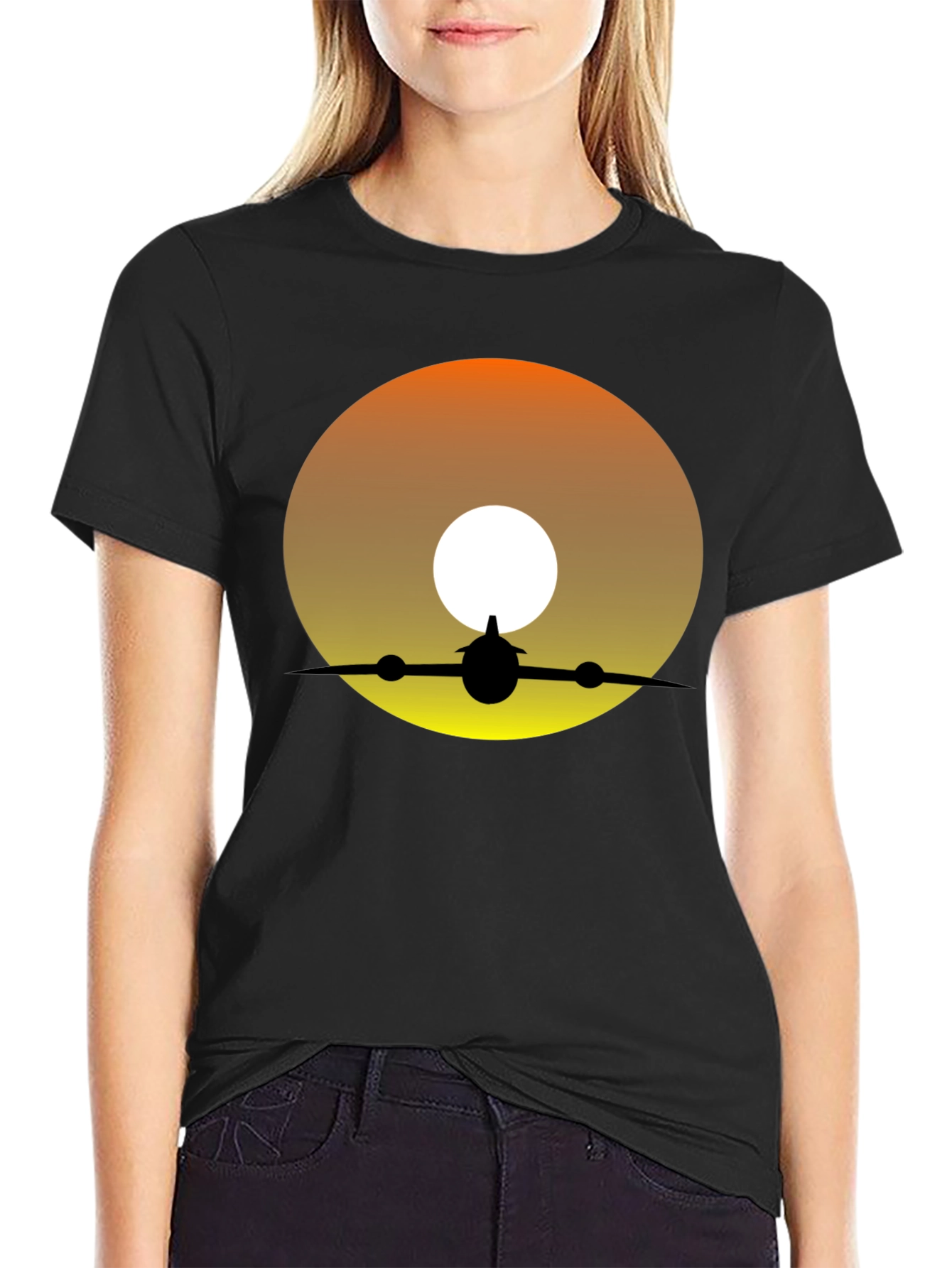 Sunset Airplane Silhouette Graphic Tee