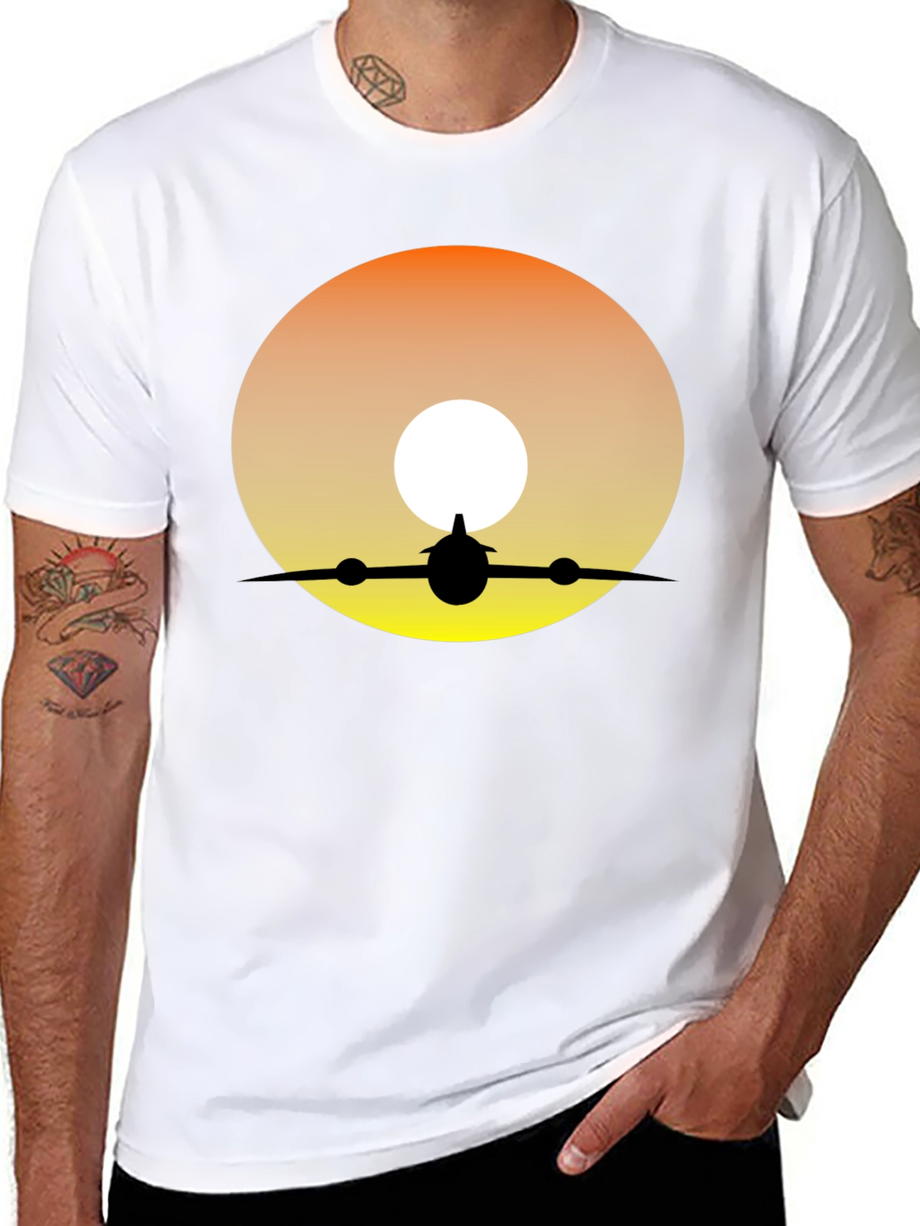 Sunset Airplane Silhouette Graphic Tee
