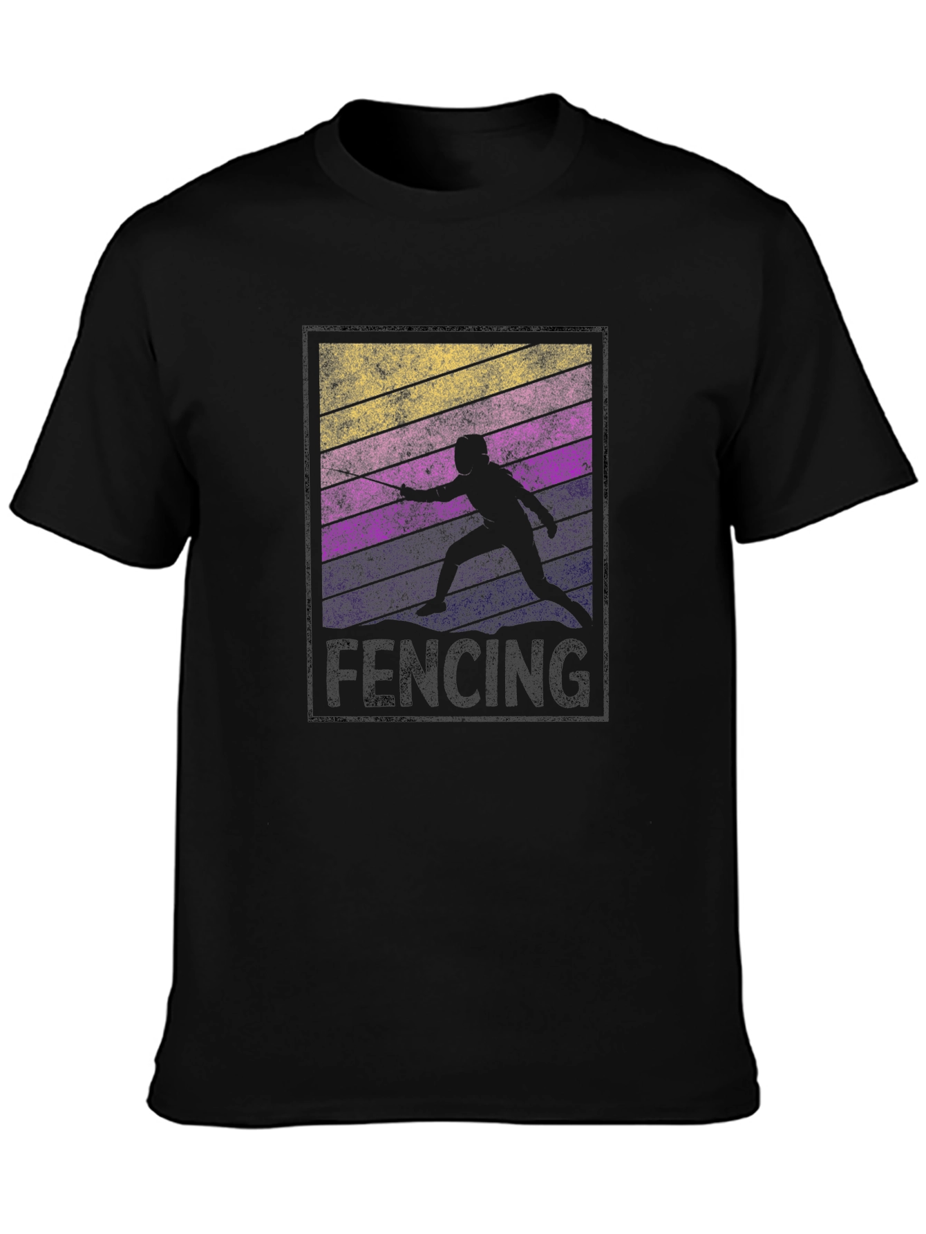 Retro Fencing Silhouette Graphic T-Shirt