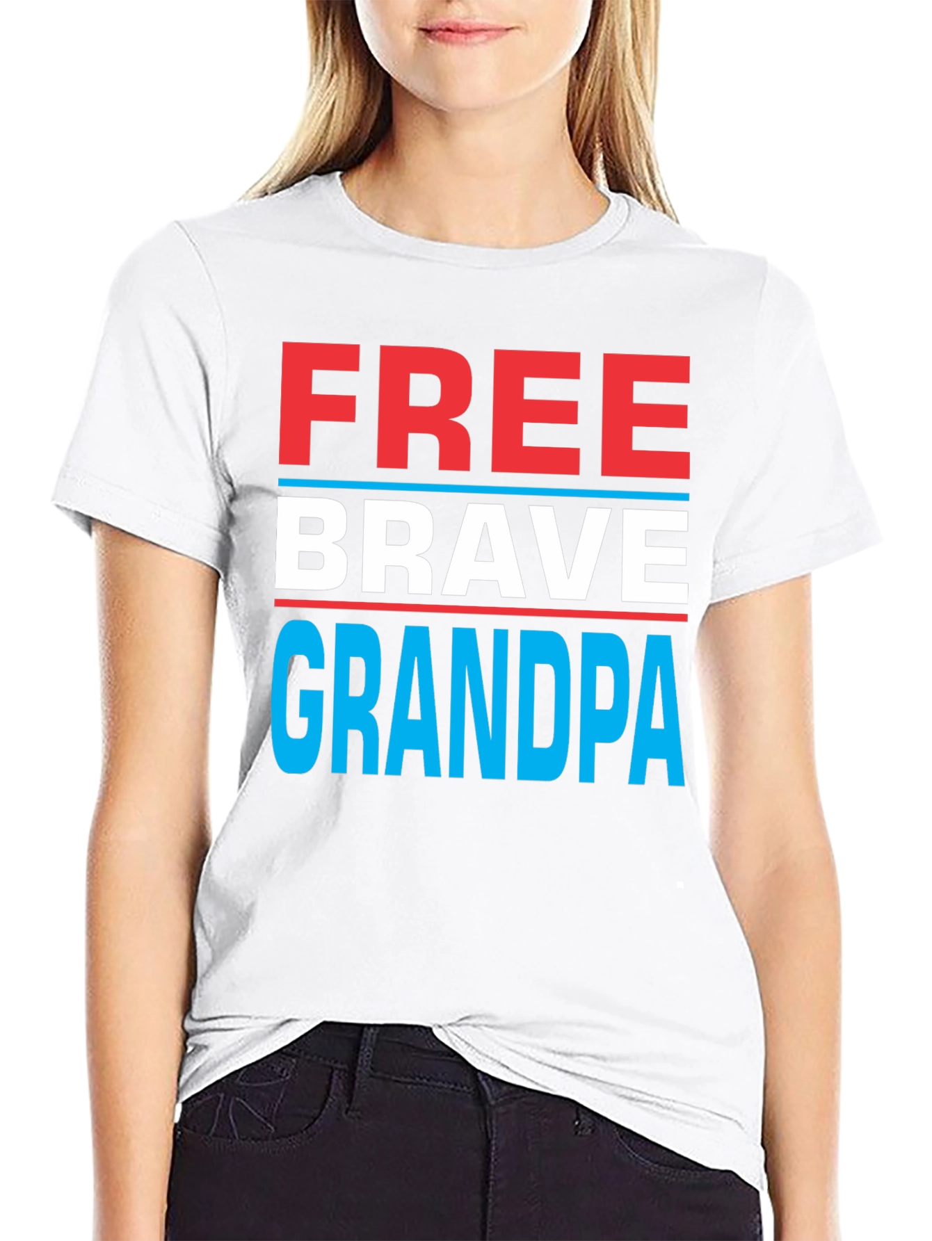 Free Brave Grandpa Graphic T-Shirt - Patriotic Design