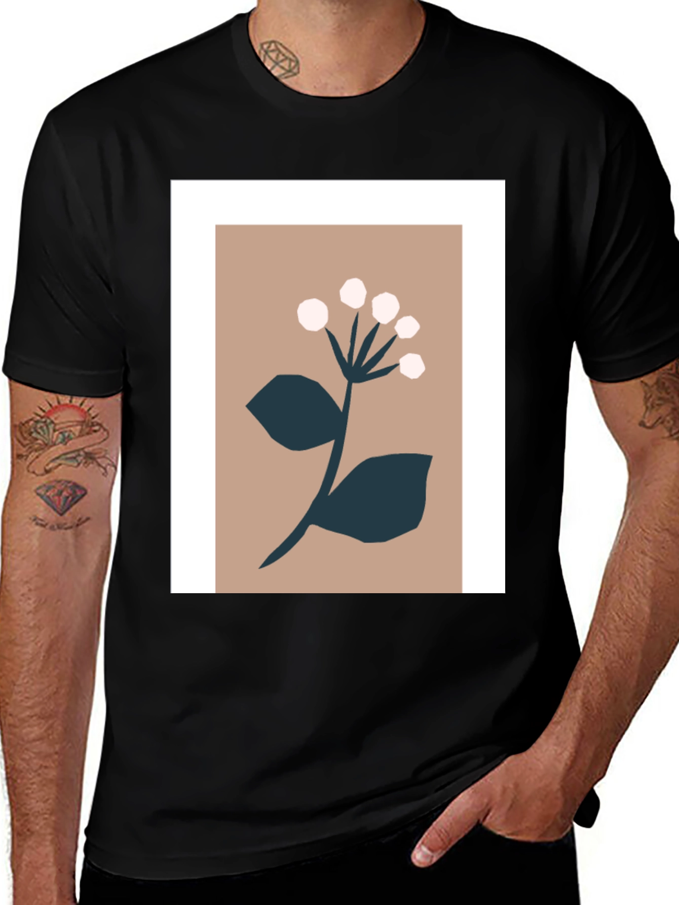 Minimalist Floral Graphic Print Tee