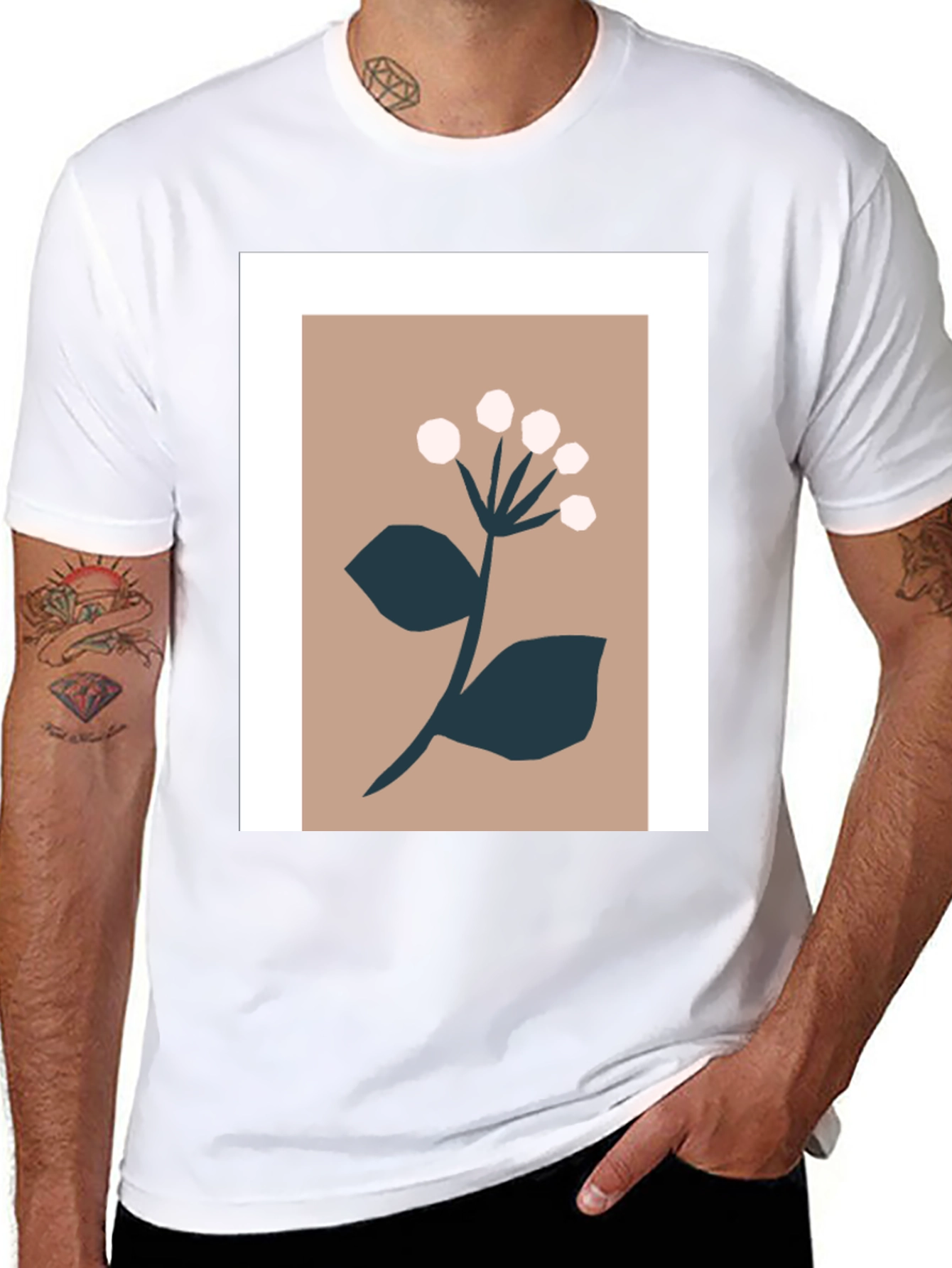 Minimalist Floral Graphic Print Tee