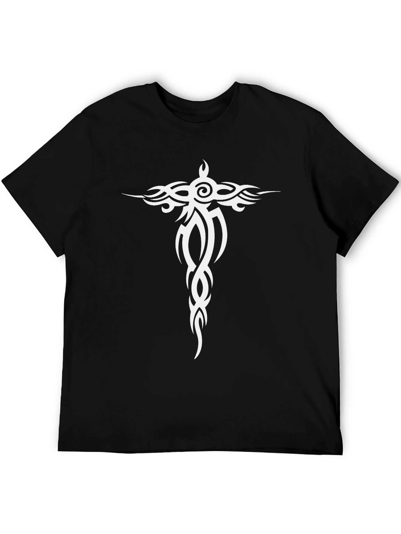 Tribal Cross Graphic Black T-Shirt