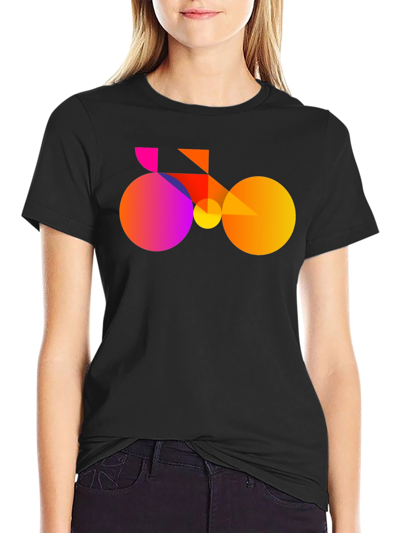 Geometric Bike Graphic Tee - Modern Art Shirt