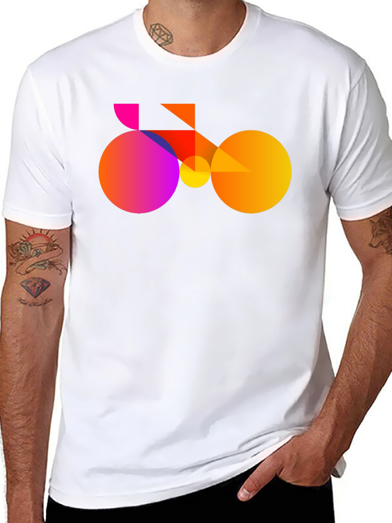 Geometric Bike Graphic Tee - Modern Art Shirt