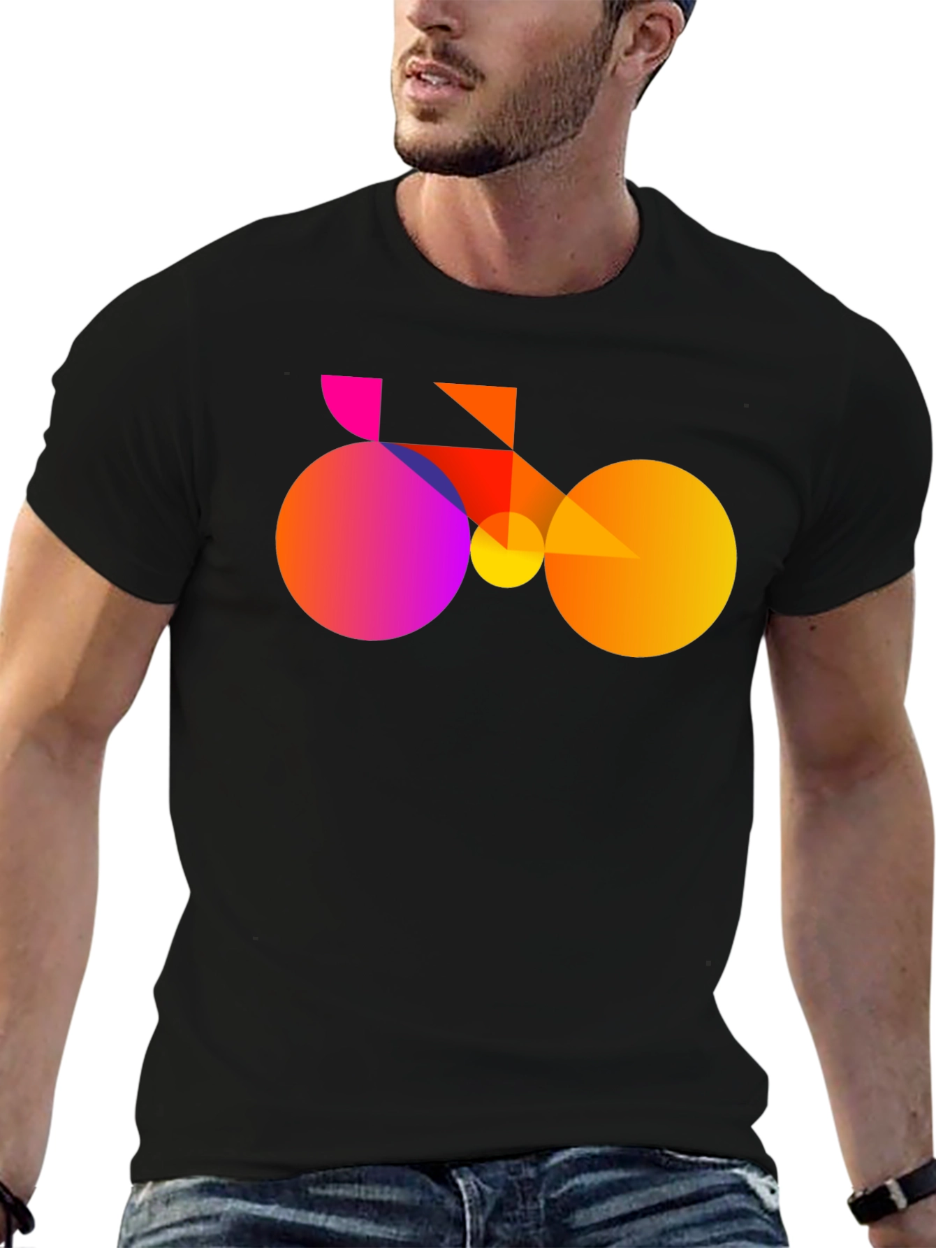 Geometric Bike Graphic Tee - Modern Art Shirt
