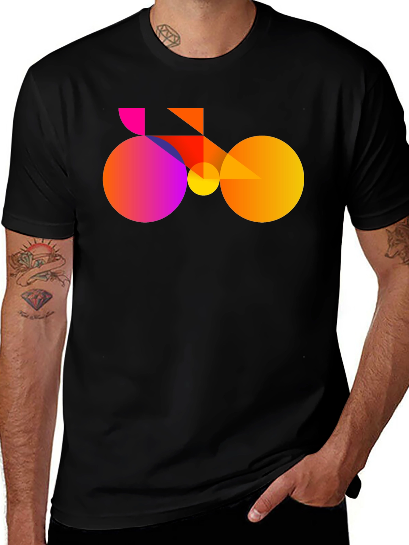 Geometric Bike Graphic Tee - Modern Art Shirt