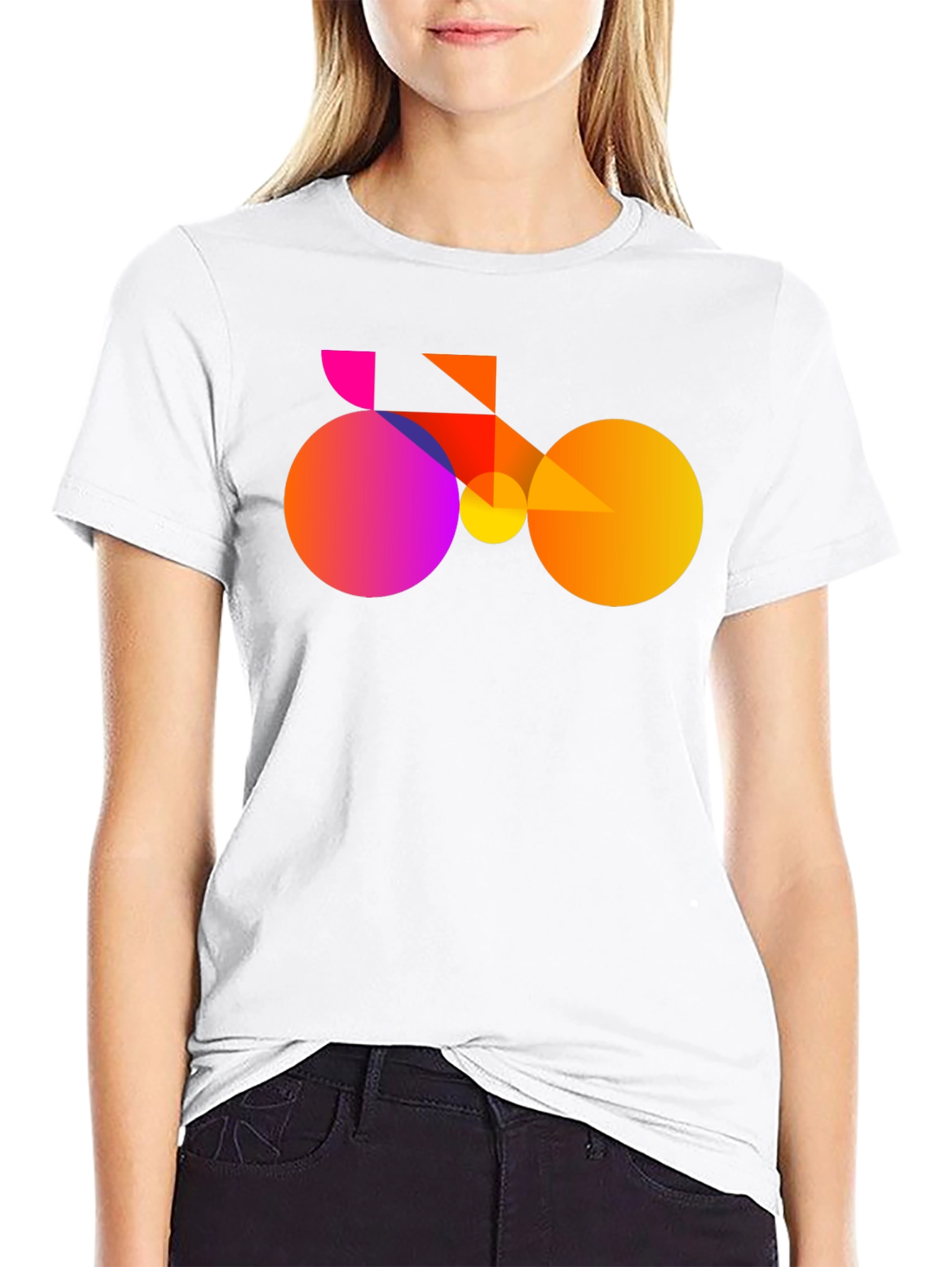 Geometric Bike Graphic Tee - Modern Art Shirt