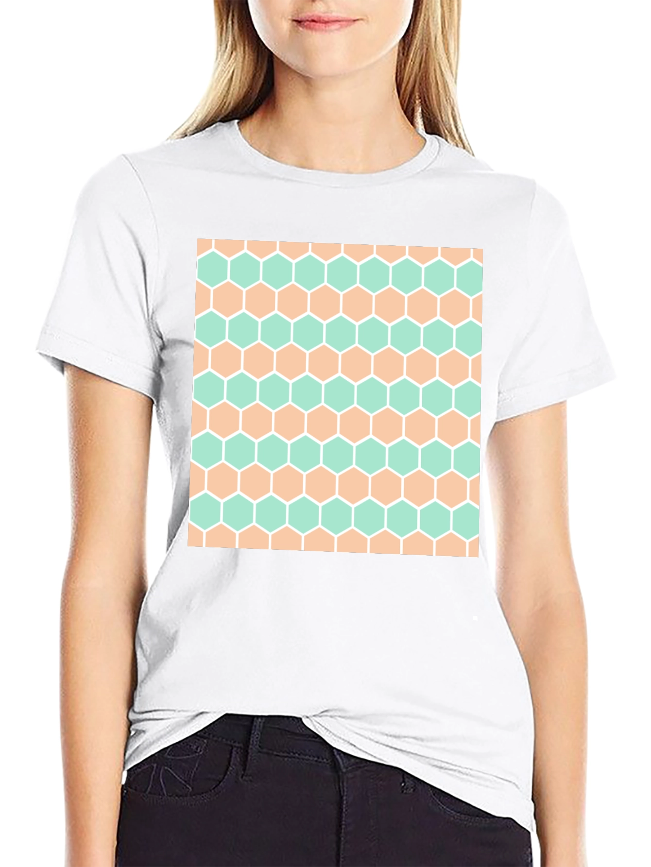 Honeycomb Pattern Tee - Stylish Geometric Design