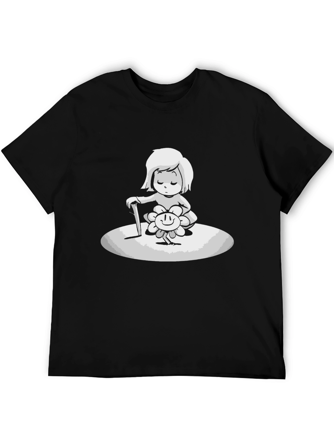 Cartoon Graphic Print Black T-Shirt