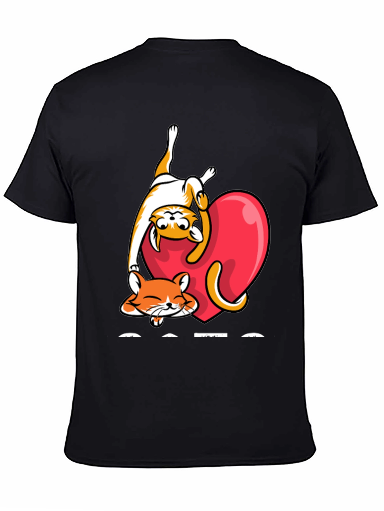 Cats & Hearts Graphic Tee - Black
