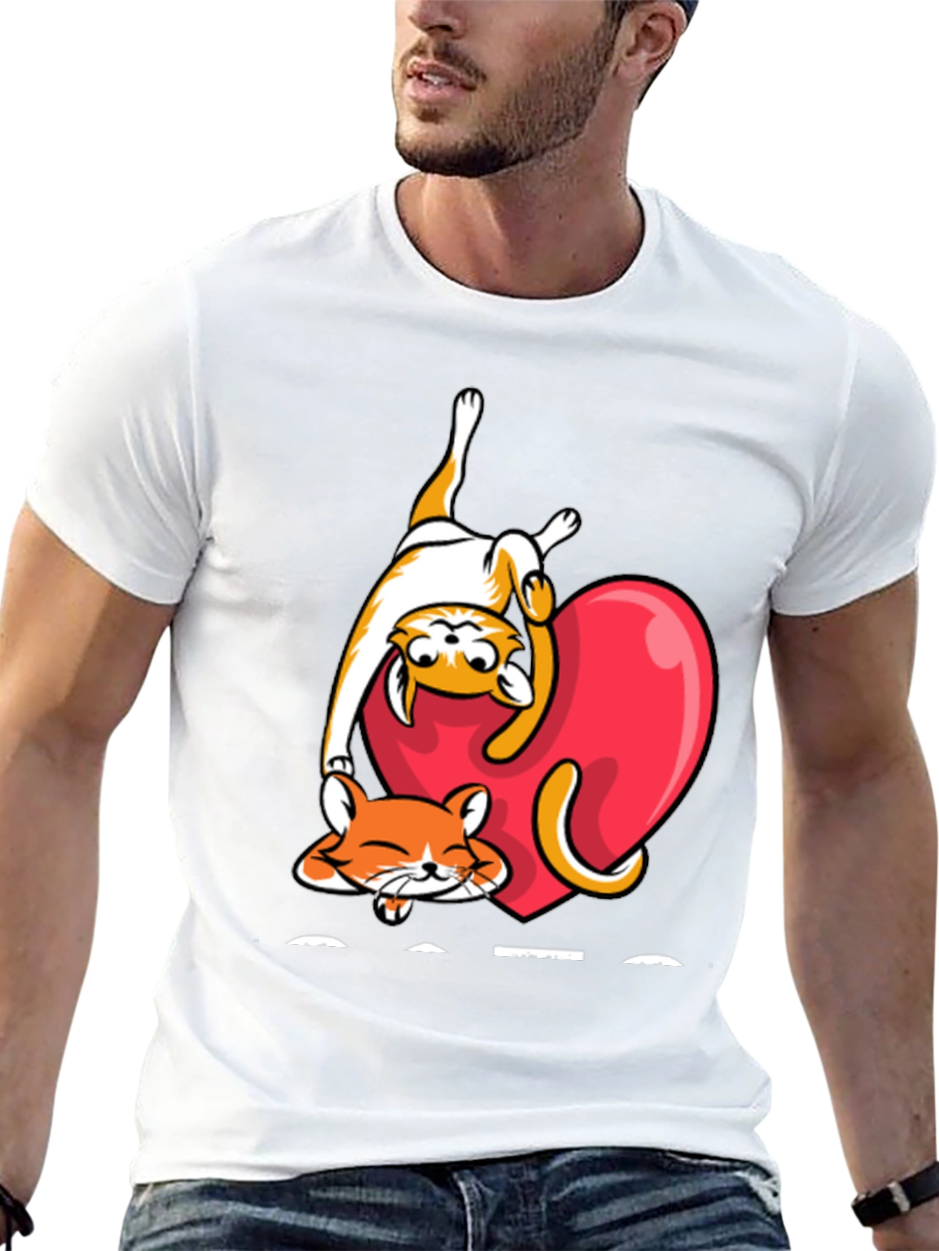 Cats & Hearts Graphic Tee - Black
