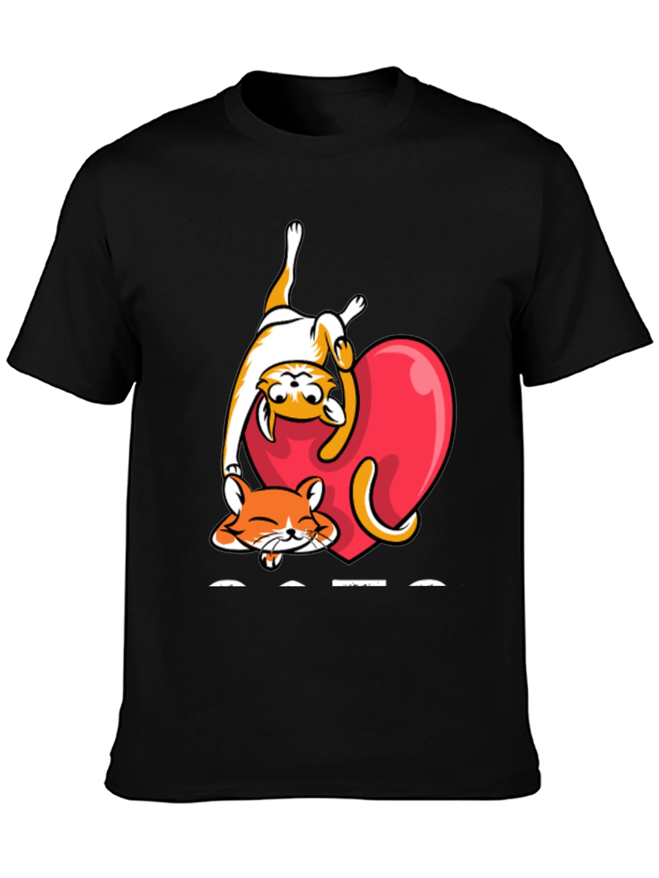 Cats & Hearts Graphic Tee - Black