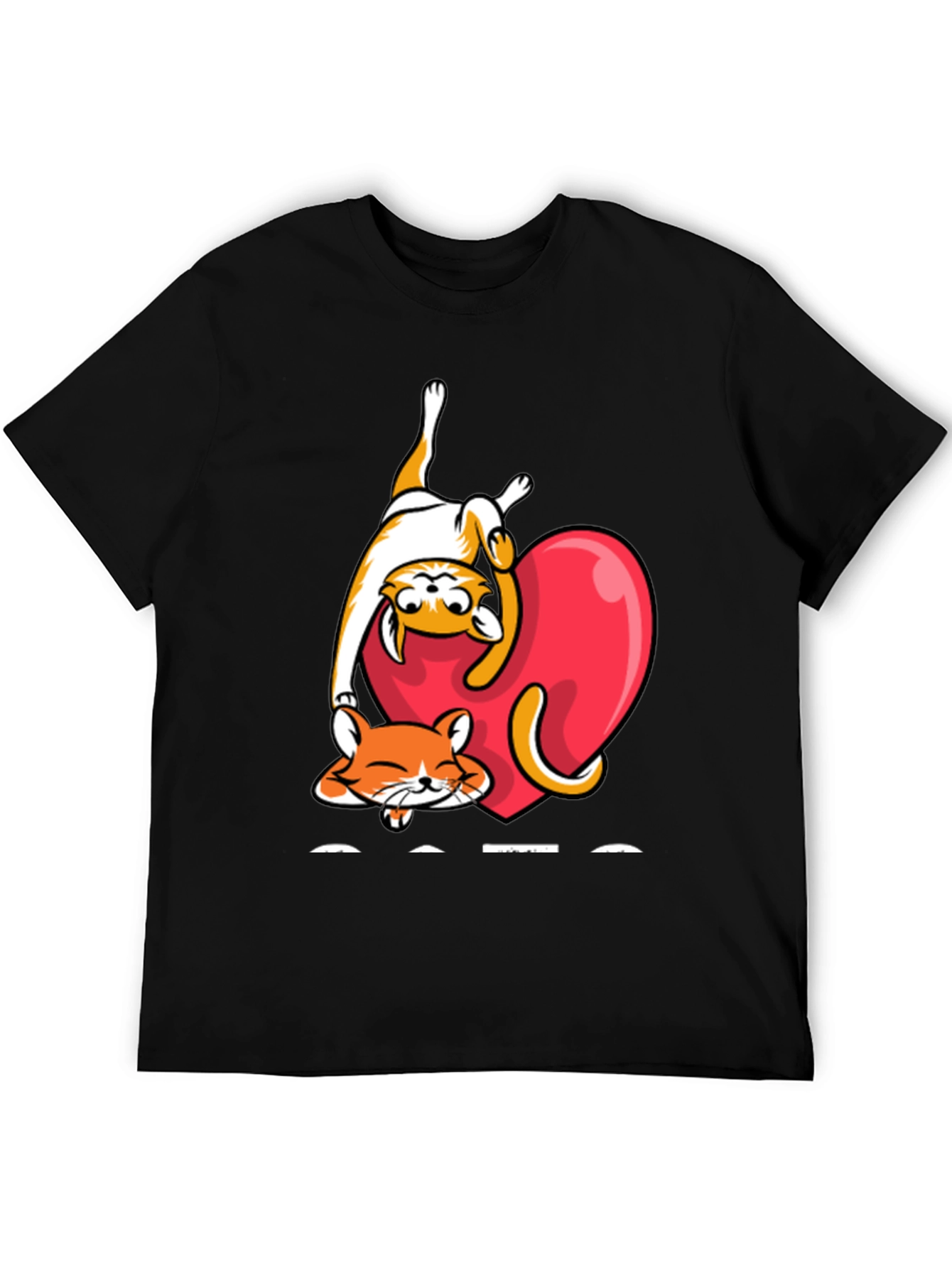 Cats & Hearts Graphic Tee - Black