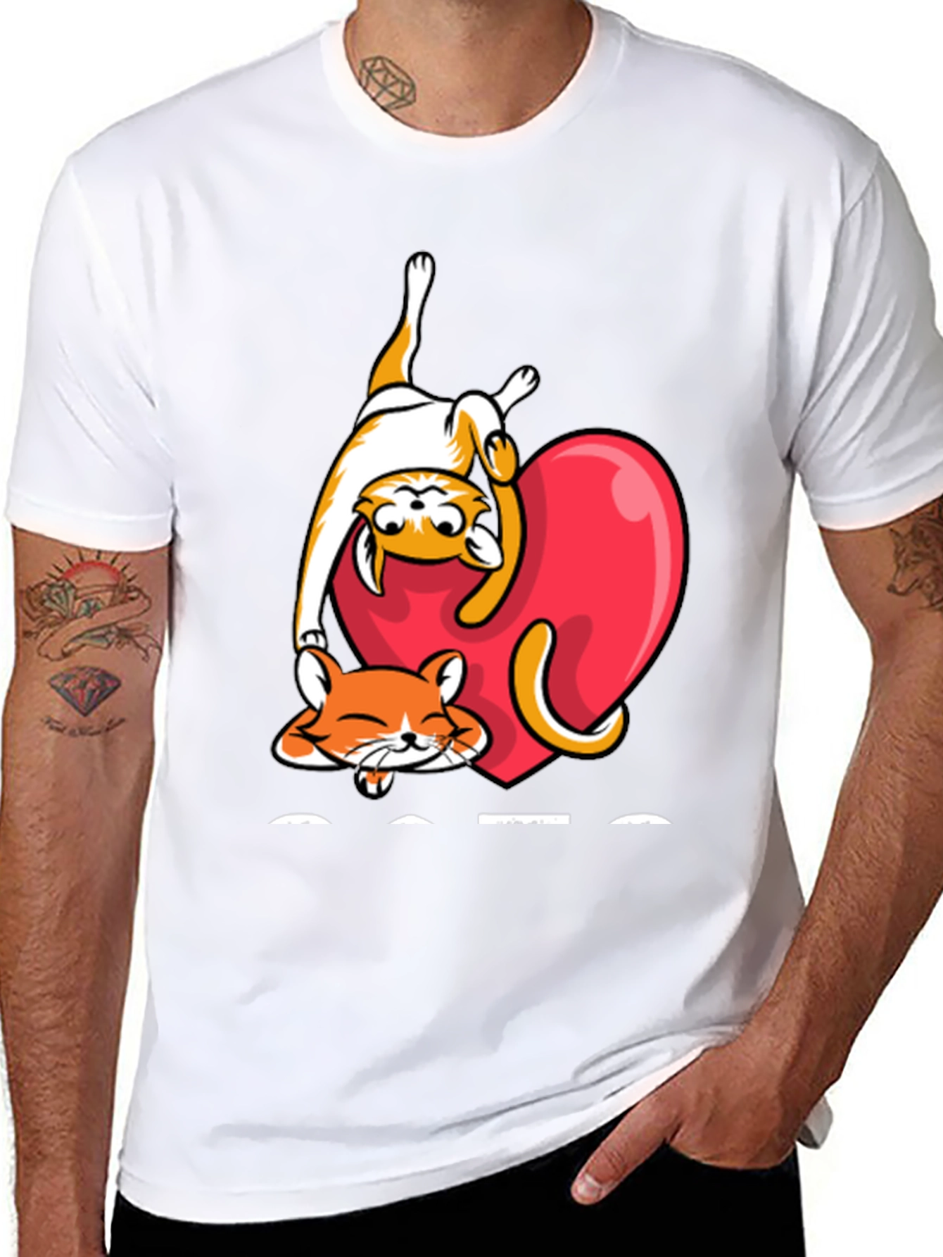 Cats & Hearts Graphic Tee - Black