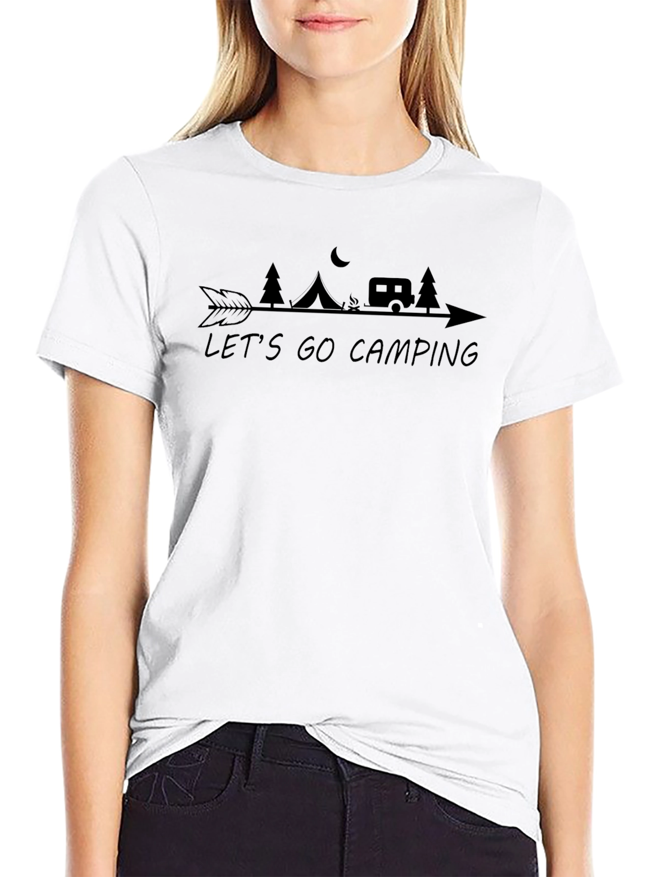 Lets Go Camping Graphic Tee - Black