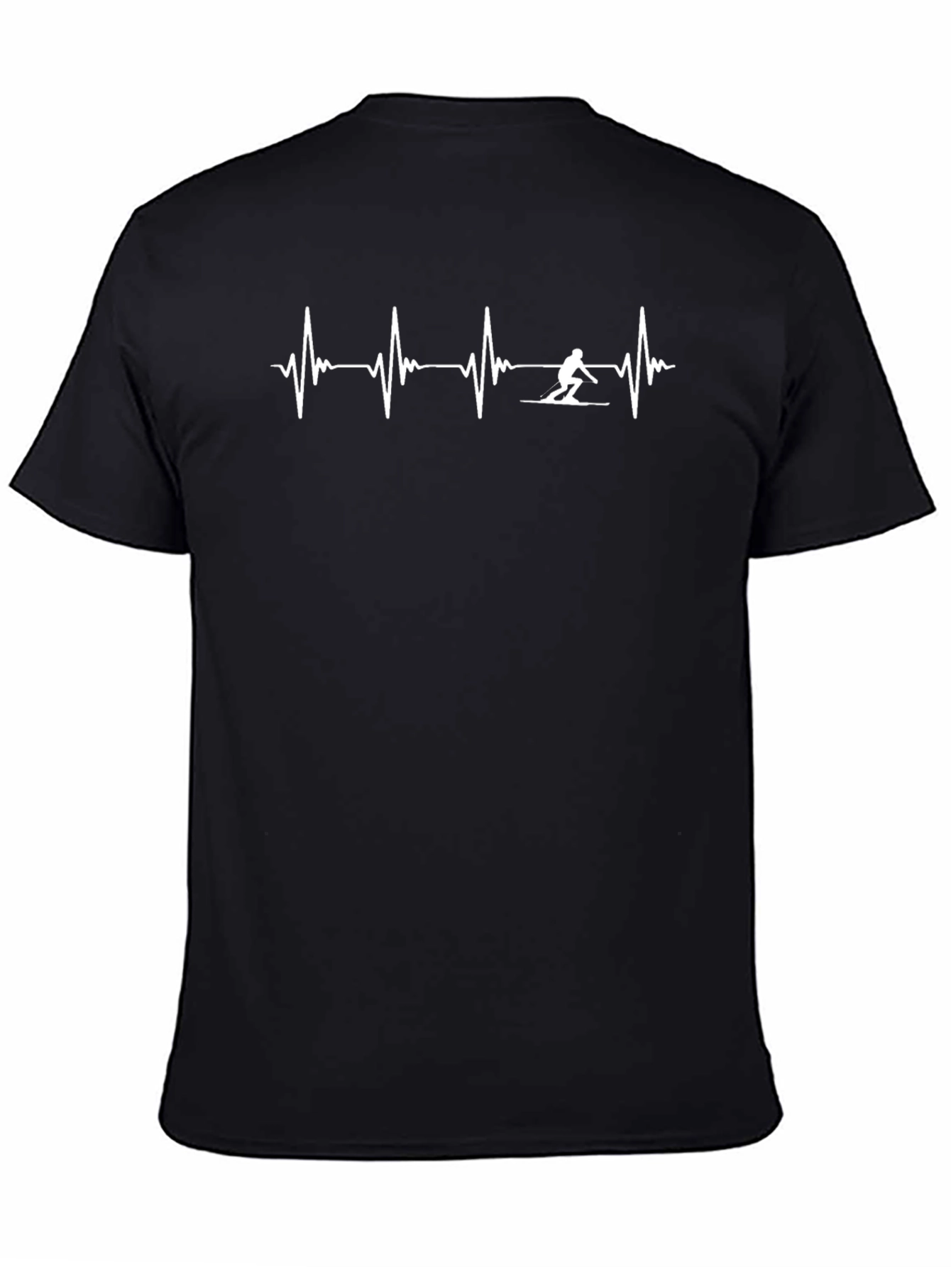 Skiing Heartbeat T-Shirt - Black