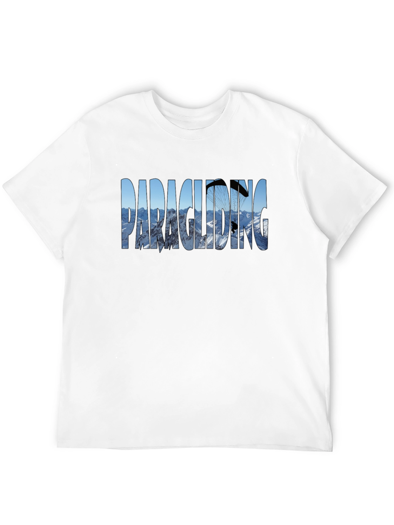 Paragliding Mountain Scene Graphic Tee - Black