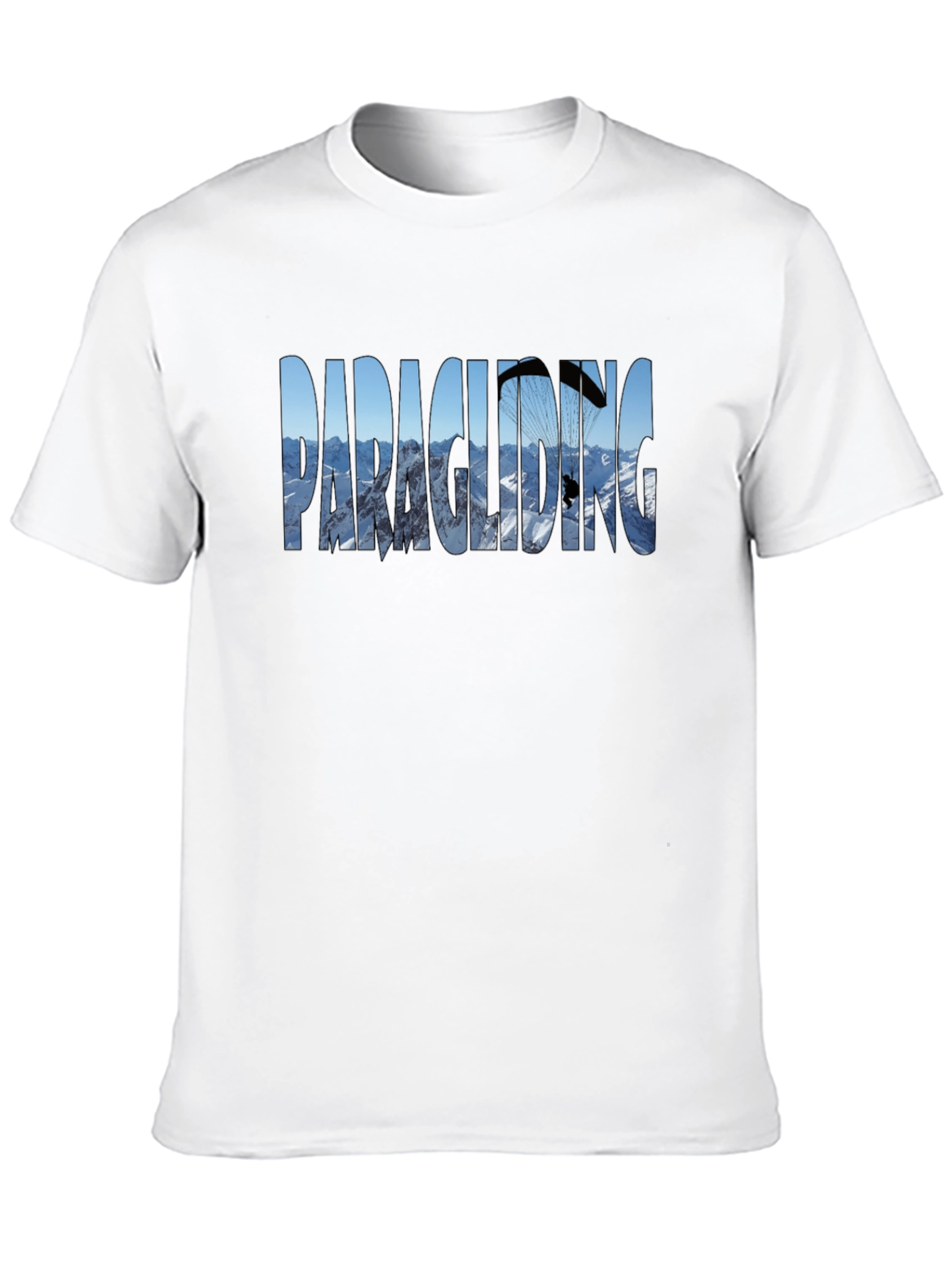 Paragliding Mountain Scene Graphic Tee - Black