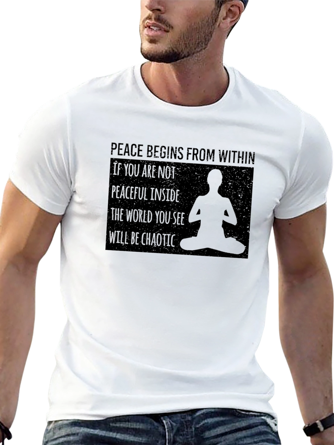 Peace Within Graphic Tee - Meditating Silhouette