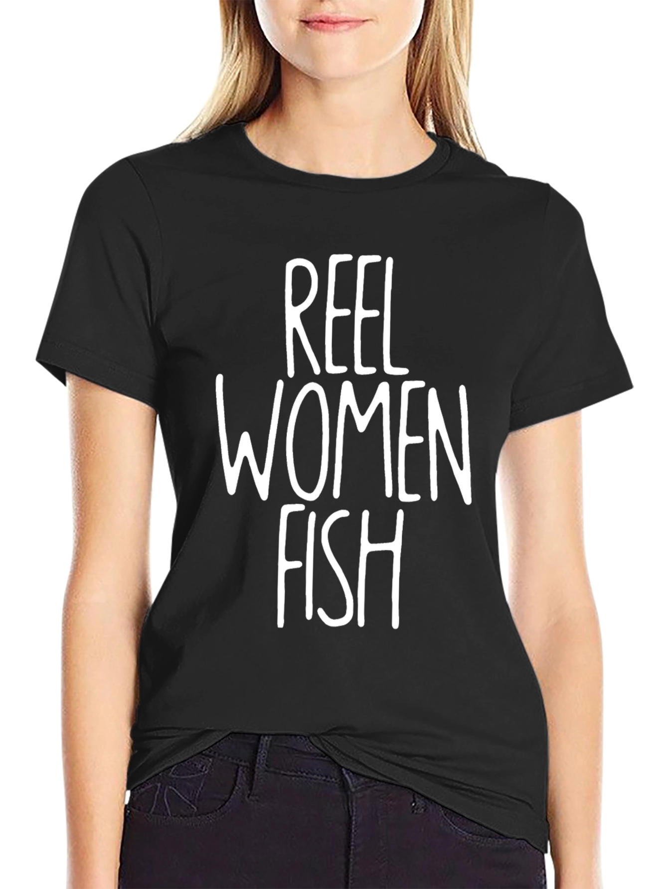 Reel Women Fish Graphic T-Shirt - Black