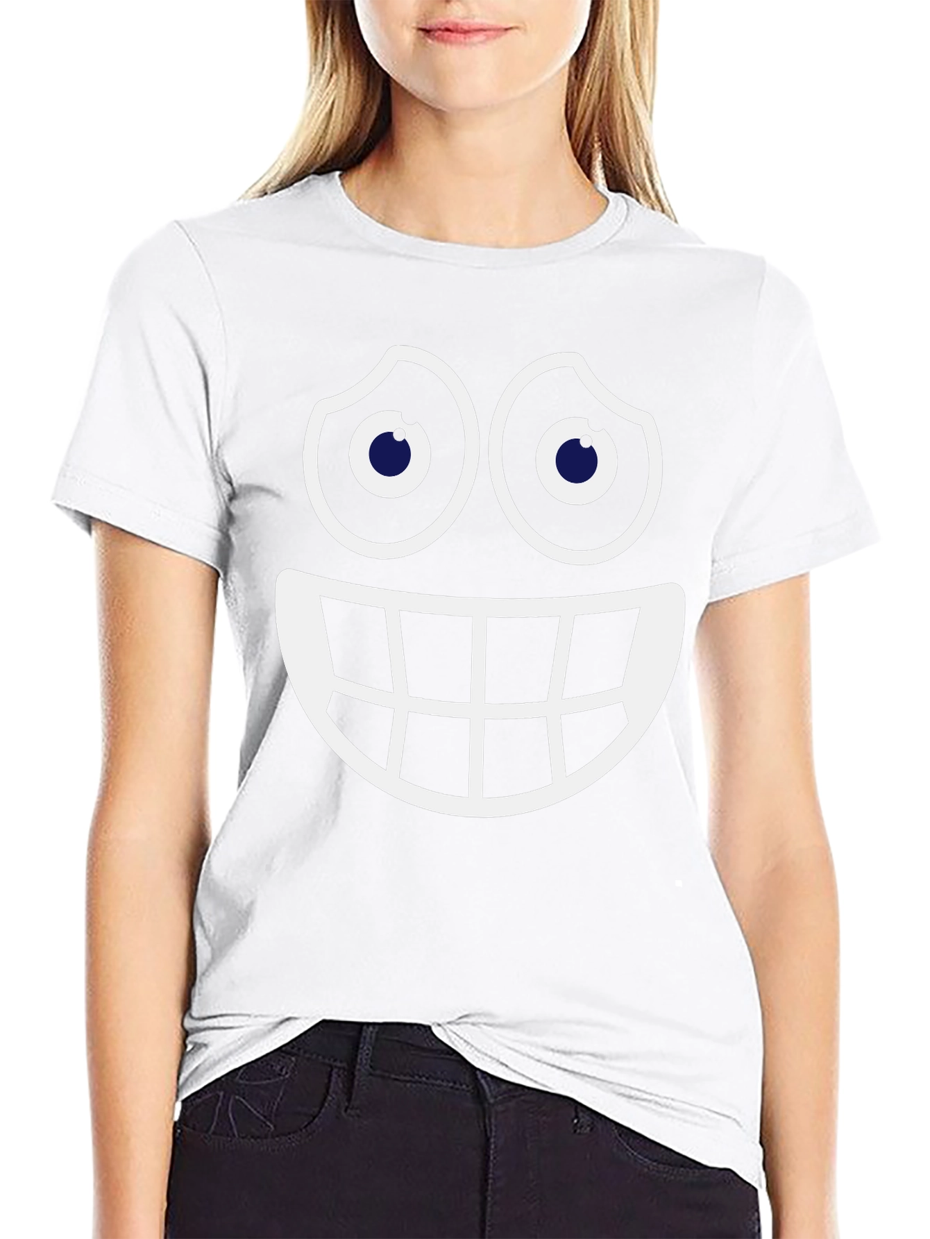 Smiley Face Graphic Tee - Fun Black Cotton T-Shirt