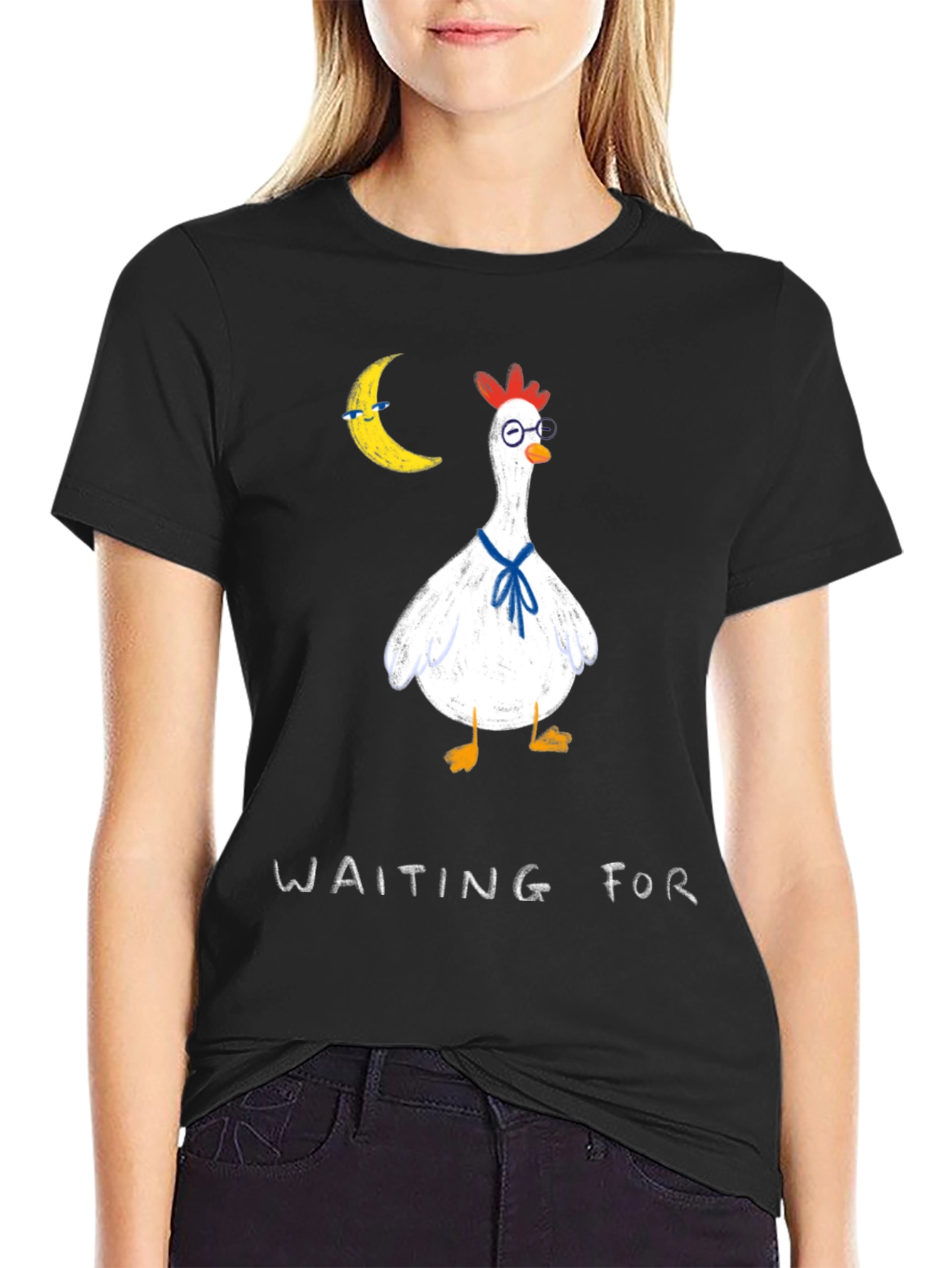 Waiting For T-Shirt: Funny Chicken Moon Tee