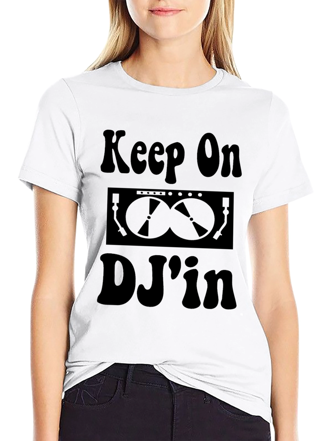 Keep On DJin Black Graphic T-Shirt