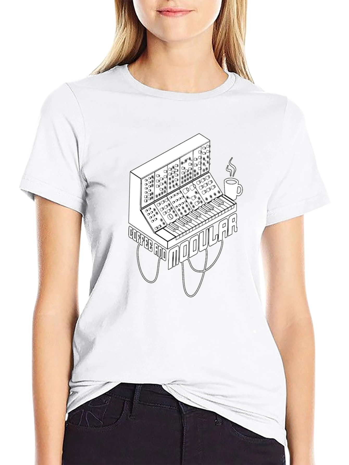Coffee and Modular Synthesizer Black T-Shirt