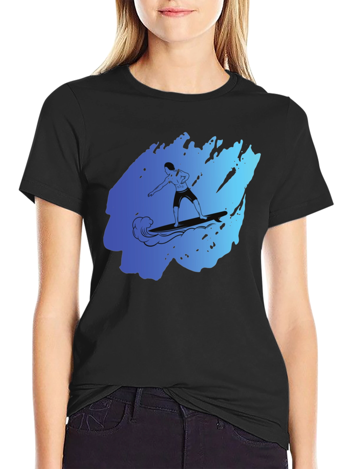 Surfer Graphic Black T-Shirt
