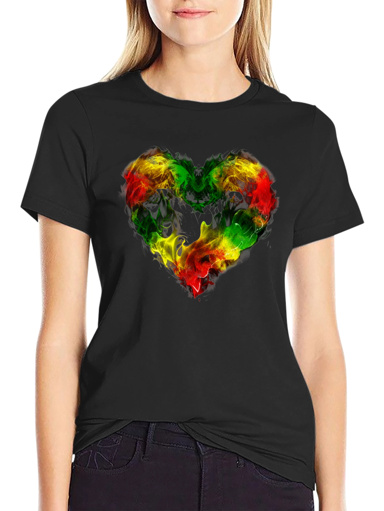 Rasta Heart Flame Tee - Reggae Love Shirt