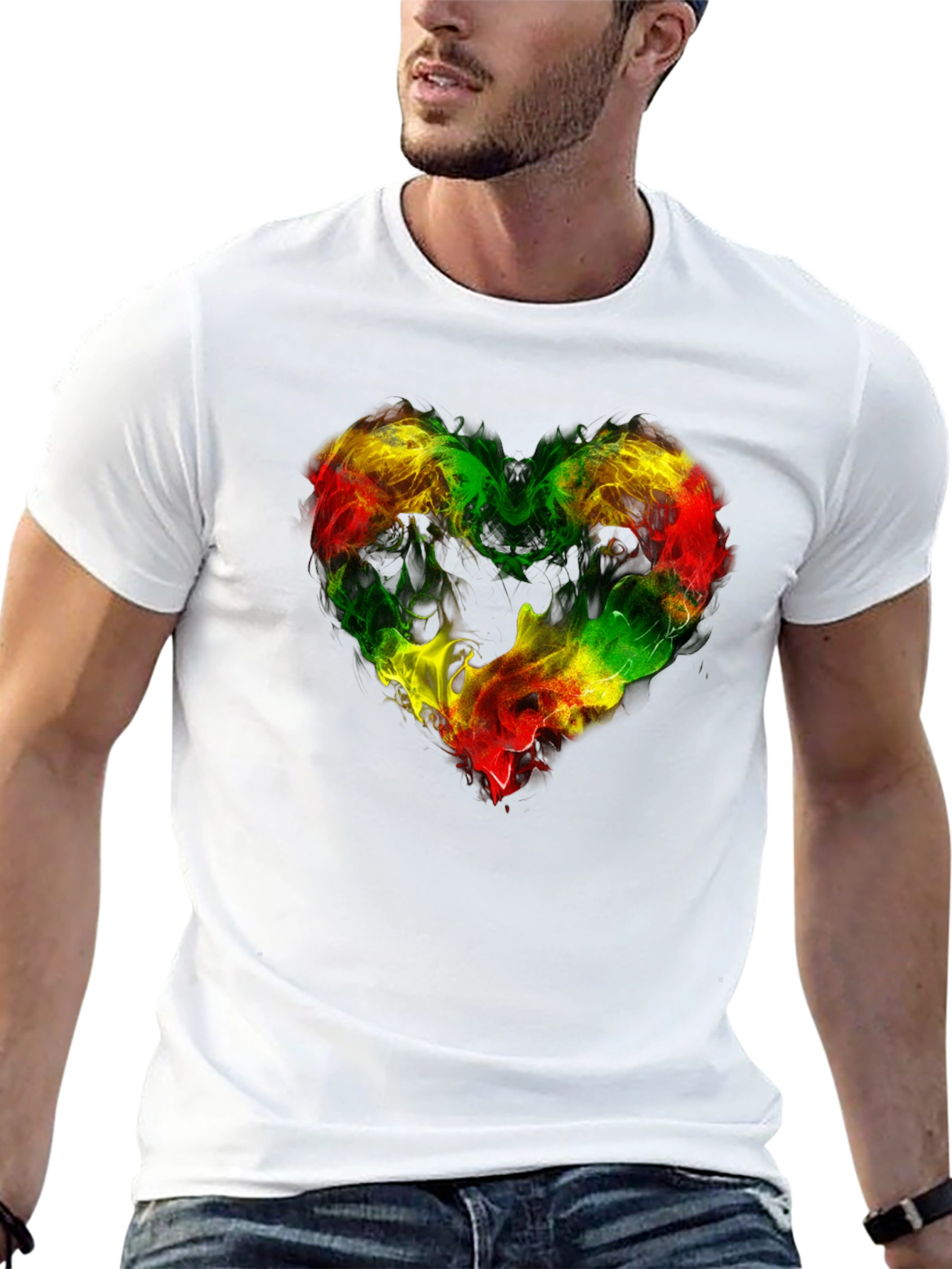 Rasta Heart Flame Tee - Reggae Love Shirt